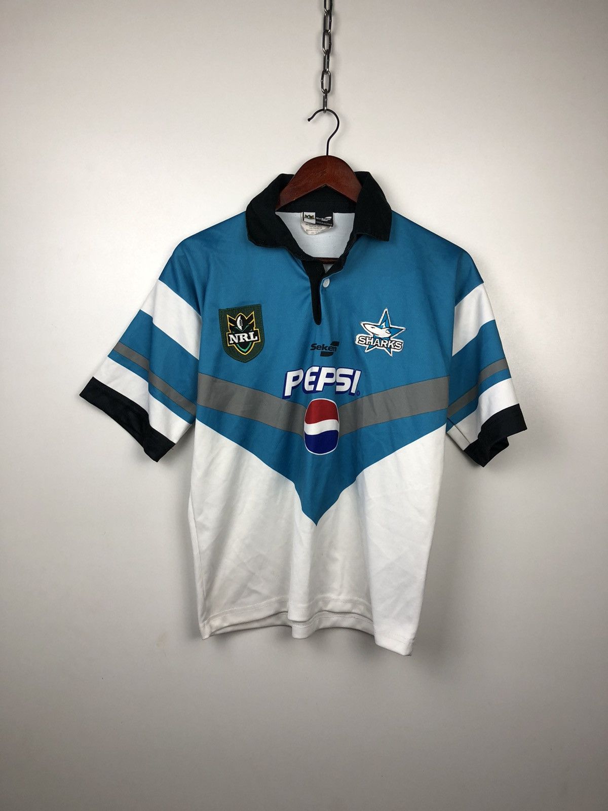 Vintage Sekem NRL Sharks Polo Tee Size S
