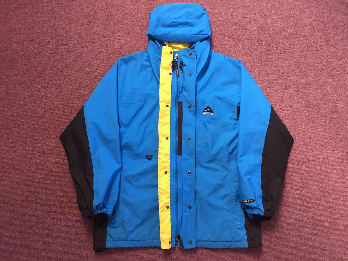 Nike VINTAGE NIKE ACG PARKA LARGE TEAL NEON YELLOW BLACK RAINCOAT | Grailed