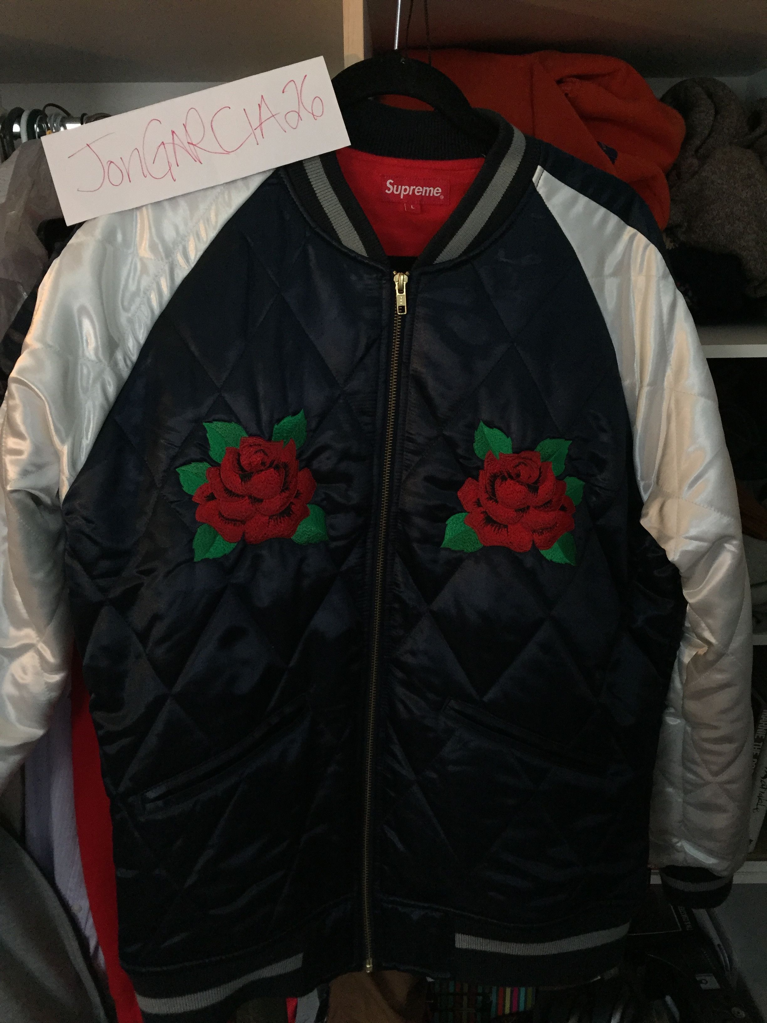 Supreme Supreme Satin Quilted Roses Bomber Jacket | Grailed