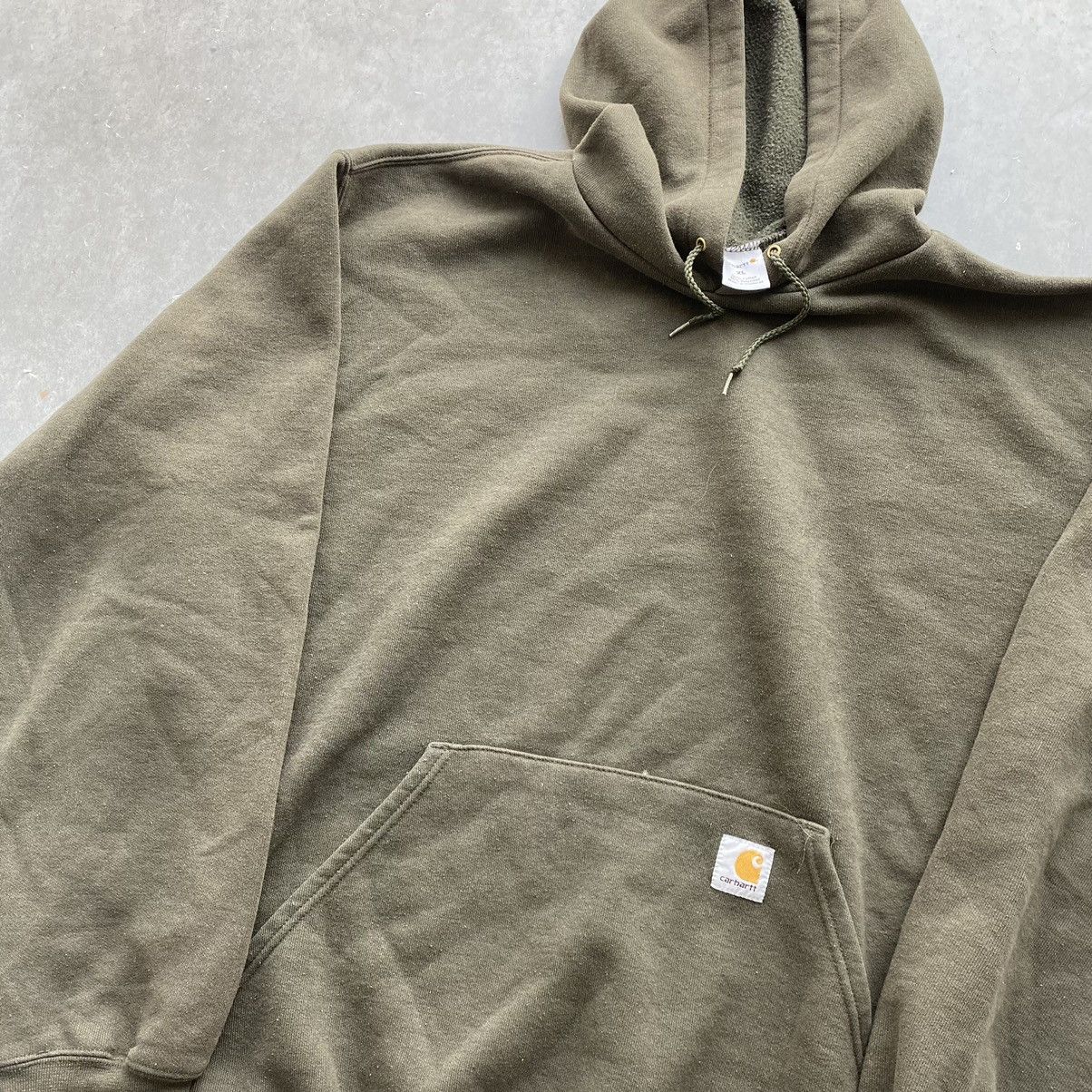 Vintage VTG 90s Carhartt Blank Hoodie Sweatshirt Faded Olive Green ...