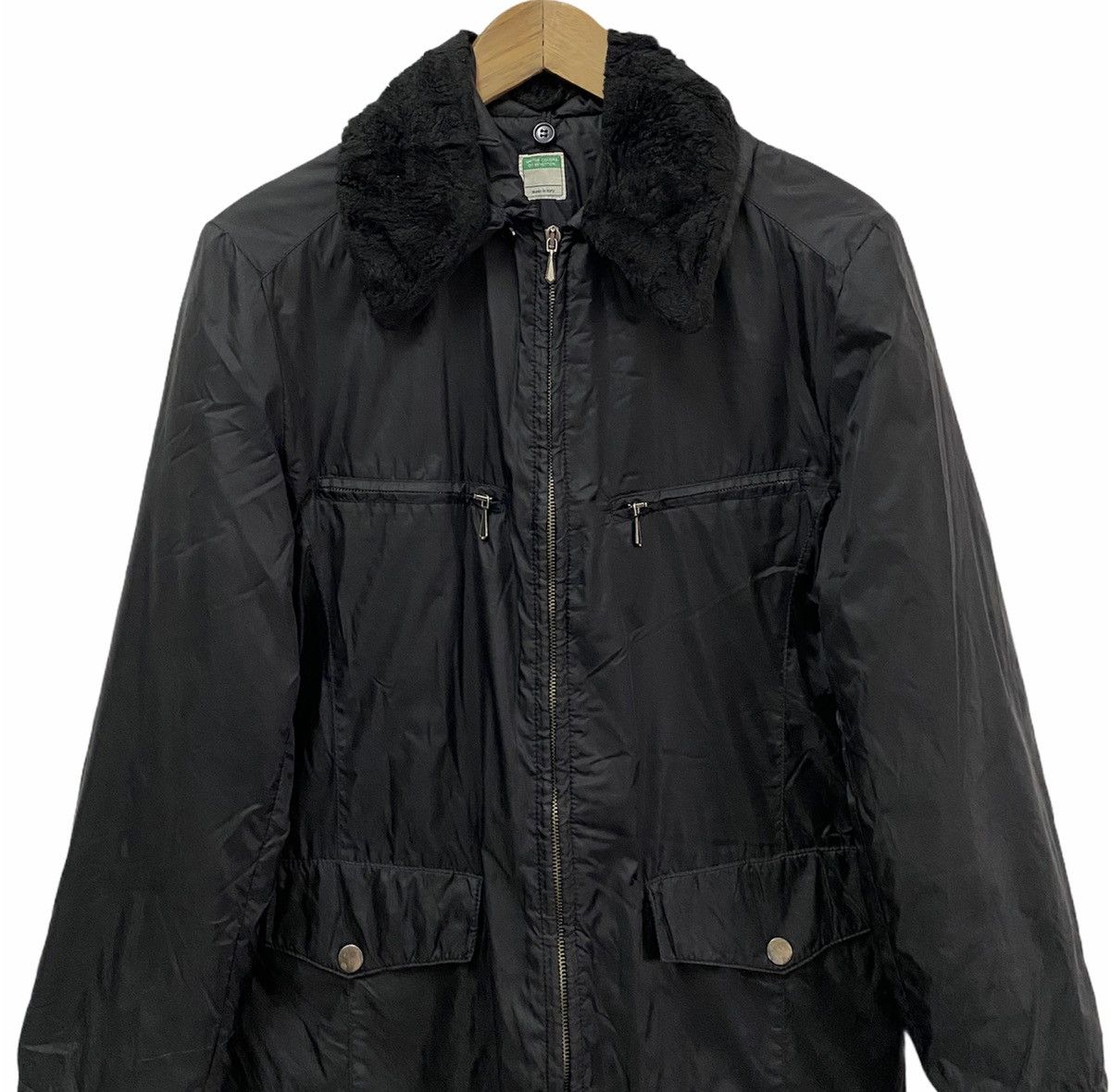 Benetton × United Colors Of Benetton 💥United Colors Of Benetton Black Shearling Nylon Coat Size US M / EU 48-50 / 2 - 4 Thumbnail