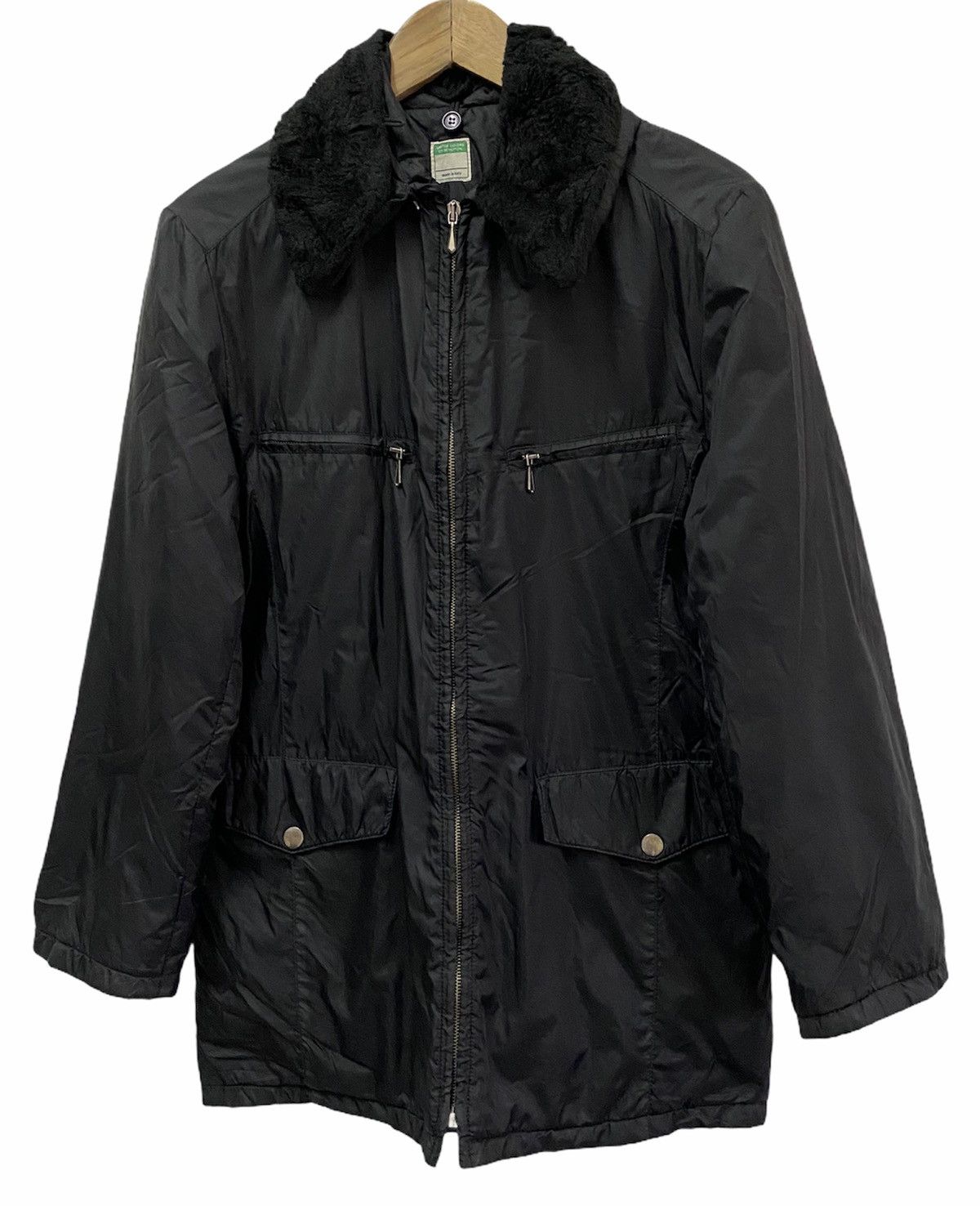 Benetton × United Colors Of Benetton 💥United Colors Of Benetton Black Shearling Nylon Coat Size US M / EU 48-50 / 2 - 3 Thumbnail