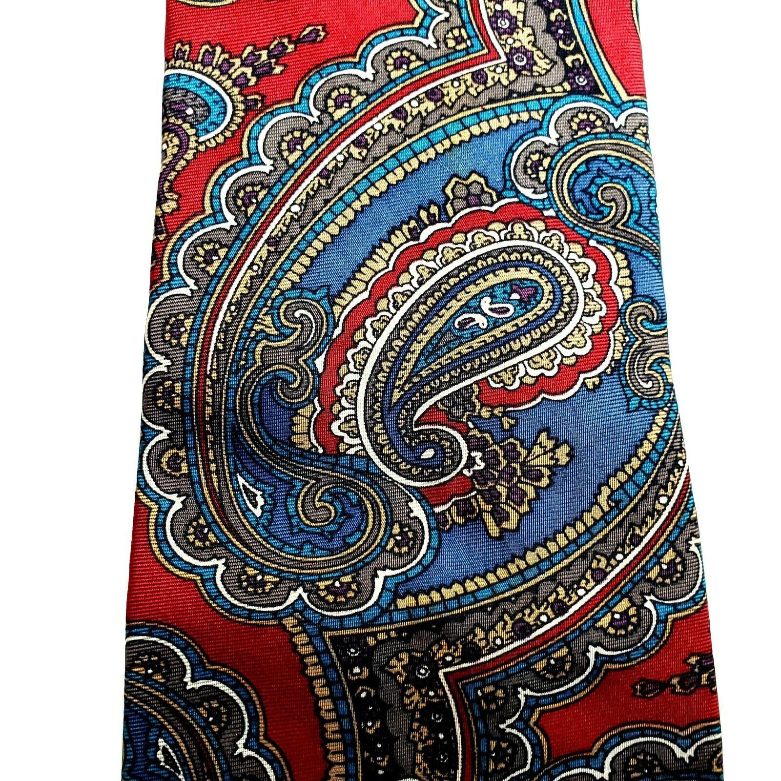 Jos. A. Bank Jos A Bank Silk Tie Red Print Paisley Wide USA Executive Size ONE SIZE - 2 Preview