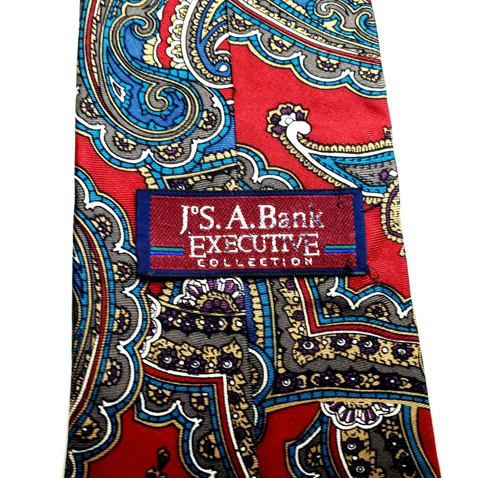 Jos. A. Bank Jos A Bank Silk Tie Red Print Paisley Wide USA Executive Size ONE SIZE - 3 Thumbnail
