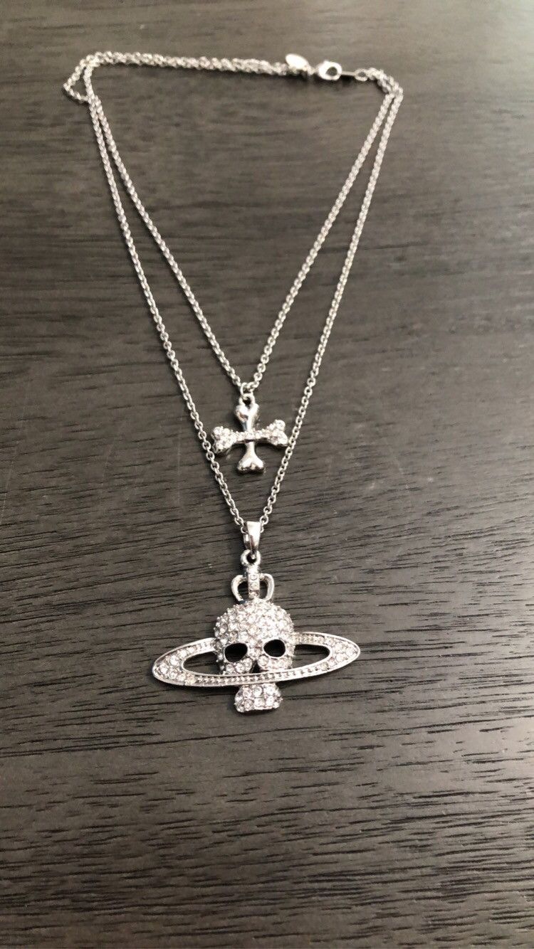 Vivienne Westwood Vivienne Westwood skull orb bones chain necklace ...