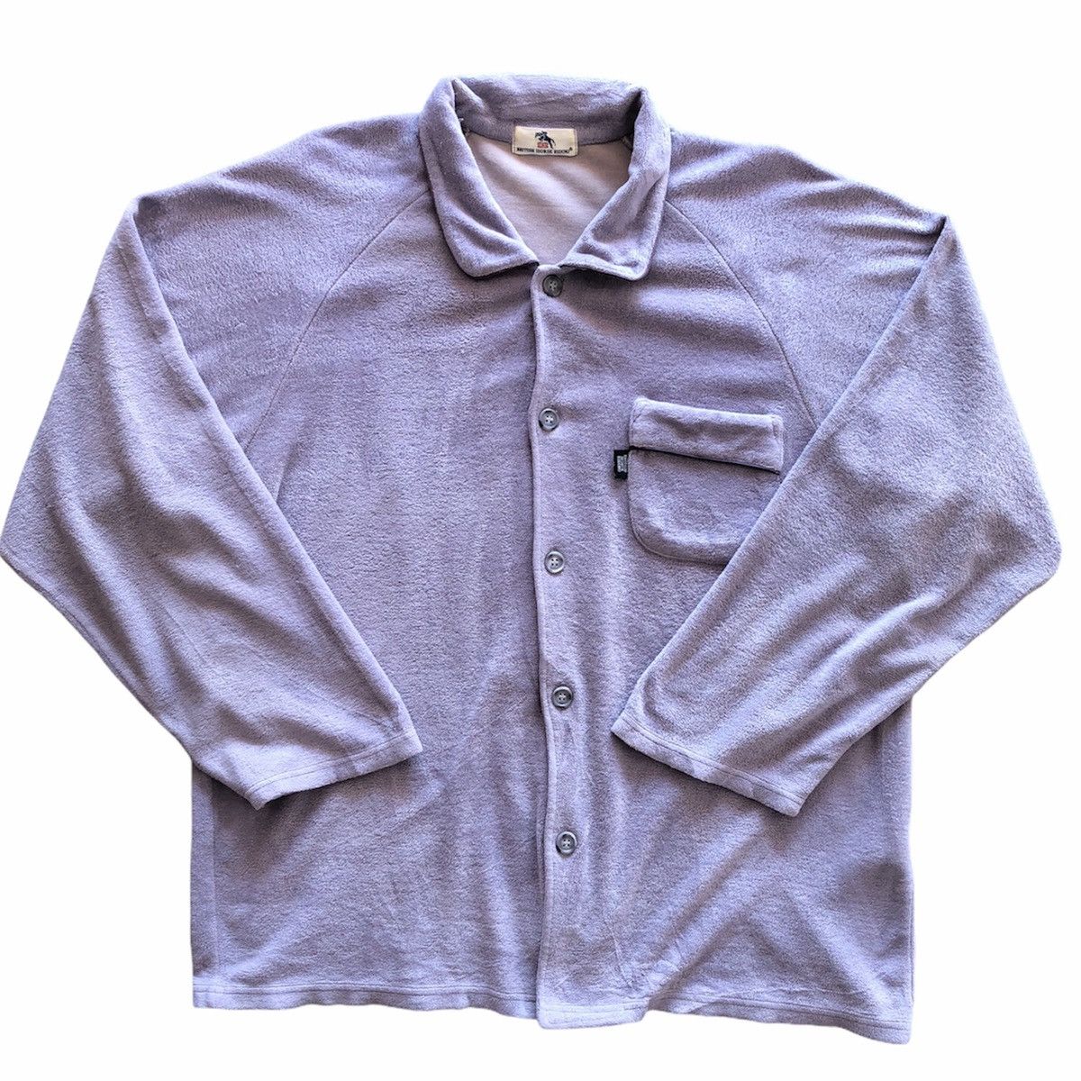 image of The Button Up x Vintage Pyjama Fleece Button Up By British Horse Riding in Grey, Men's (Size XL)