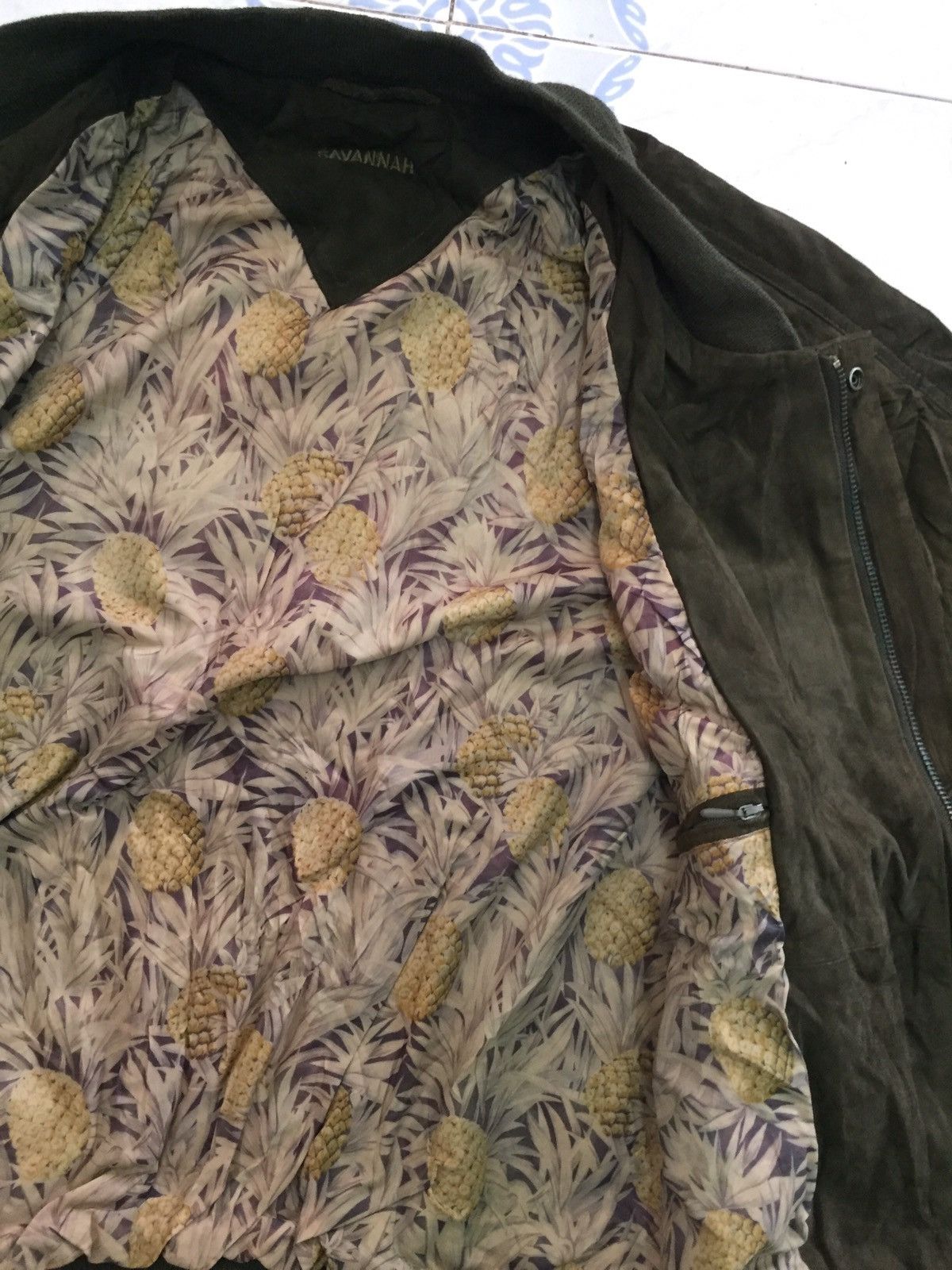 Japanese Brand Savannah Pineapple Inner Print Leather Jacket Size US L / EU 52-54 / 3 - 16 Thumbnail