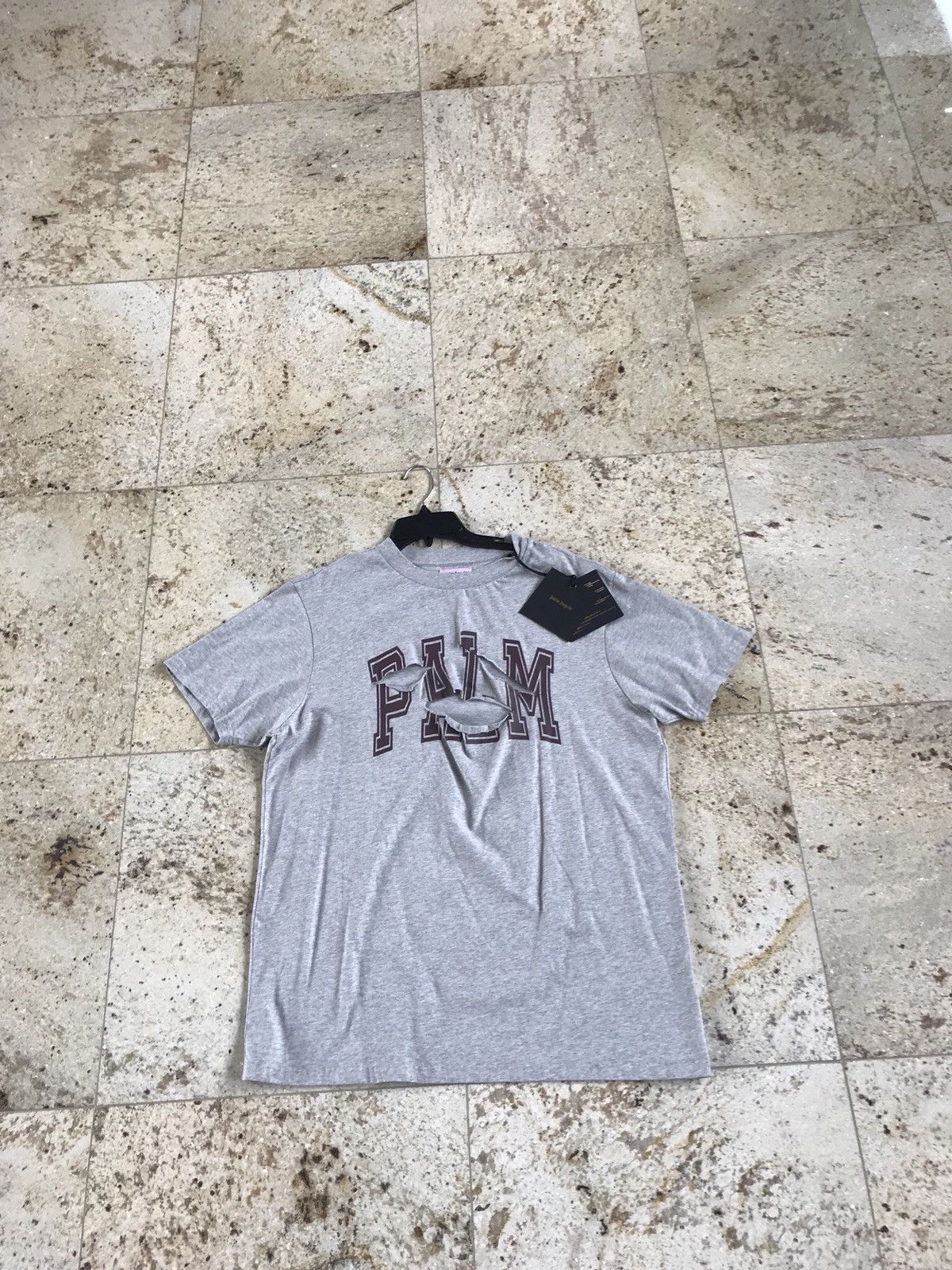 Palm Angels Distressed “Palm” Logo Grey / Burgundy Tee Size US M / EU 48-50 / 2 - 3 Thumbnail