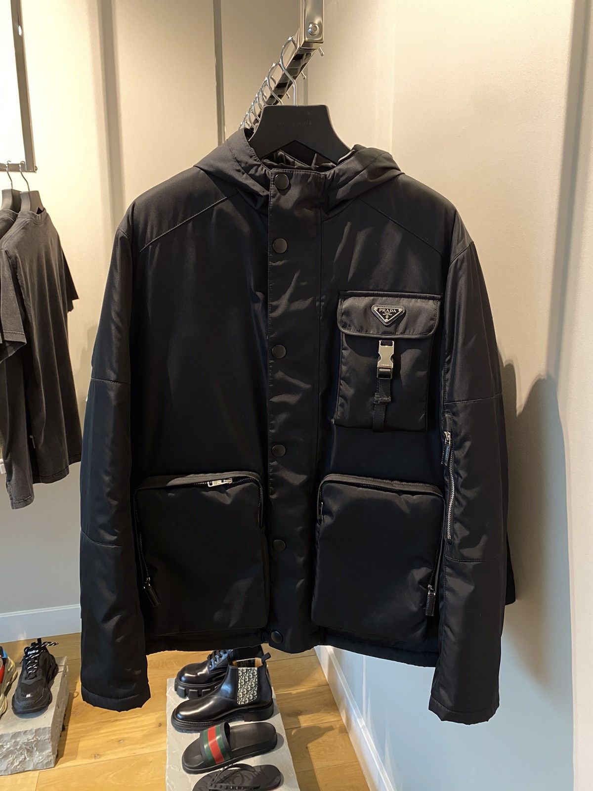 Prada BNWT Prada FW21 Re-Nylon Multi-Pocket Jacket Buckle Puffer | Grailed