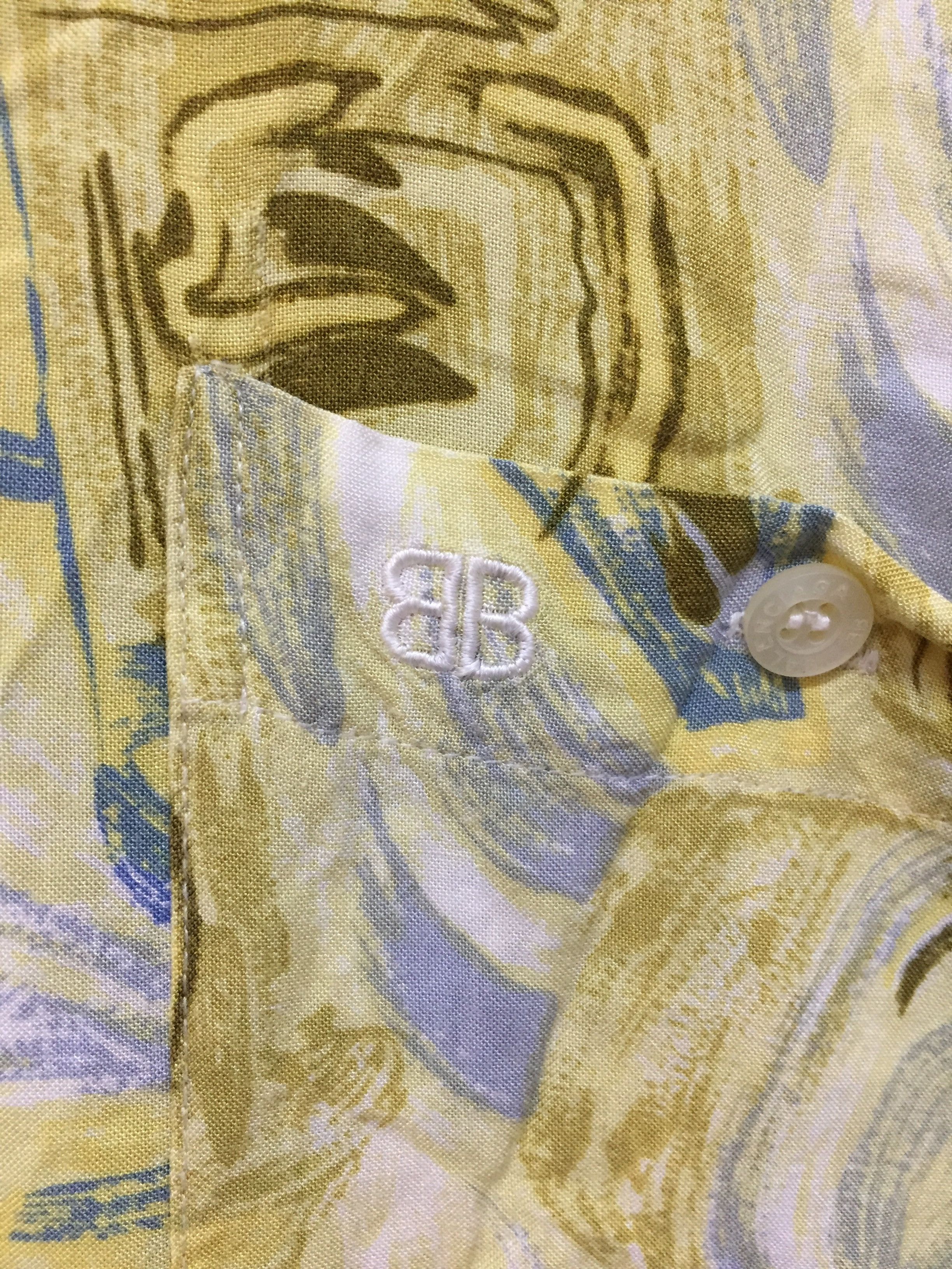90's Balenciaga abstract yellow rayon shirt