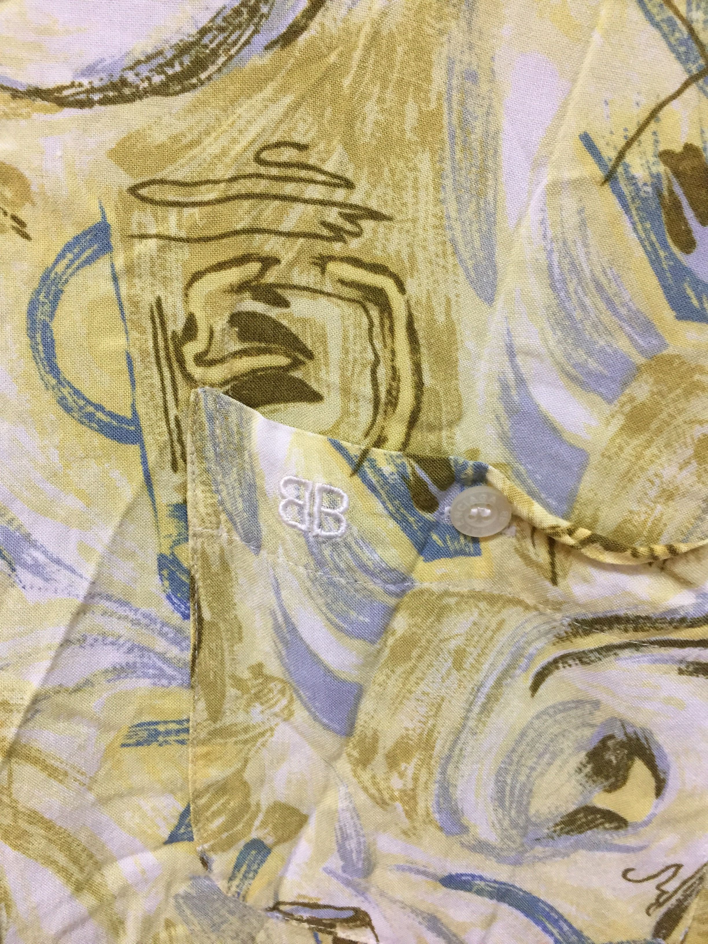 90's Balenciaga abstract yellow rayon shirt