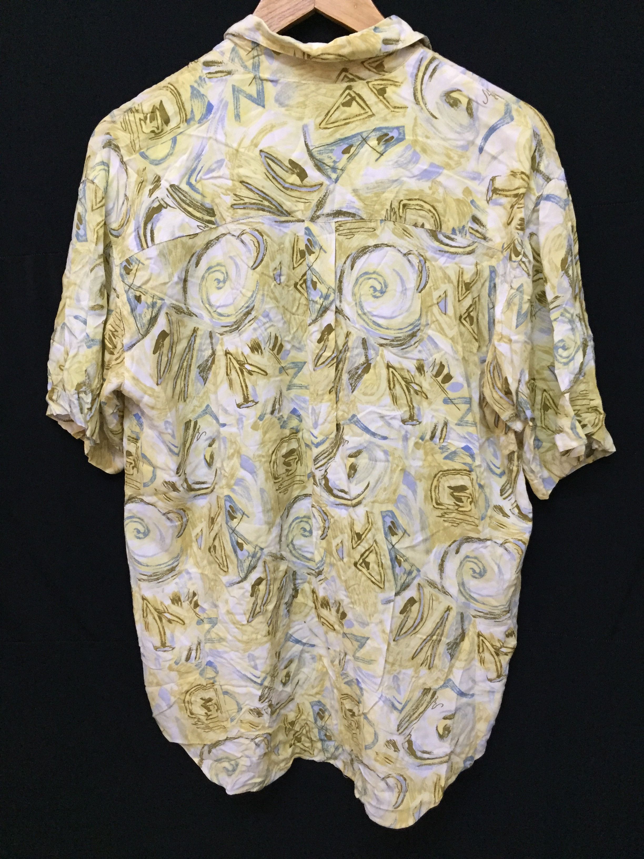 90's Balenciaga abstract yellow rayon shirt