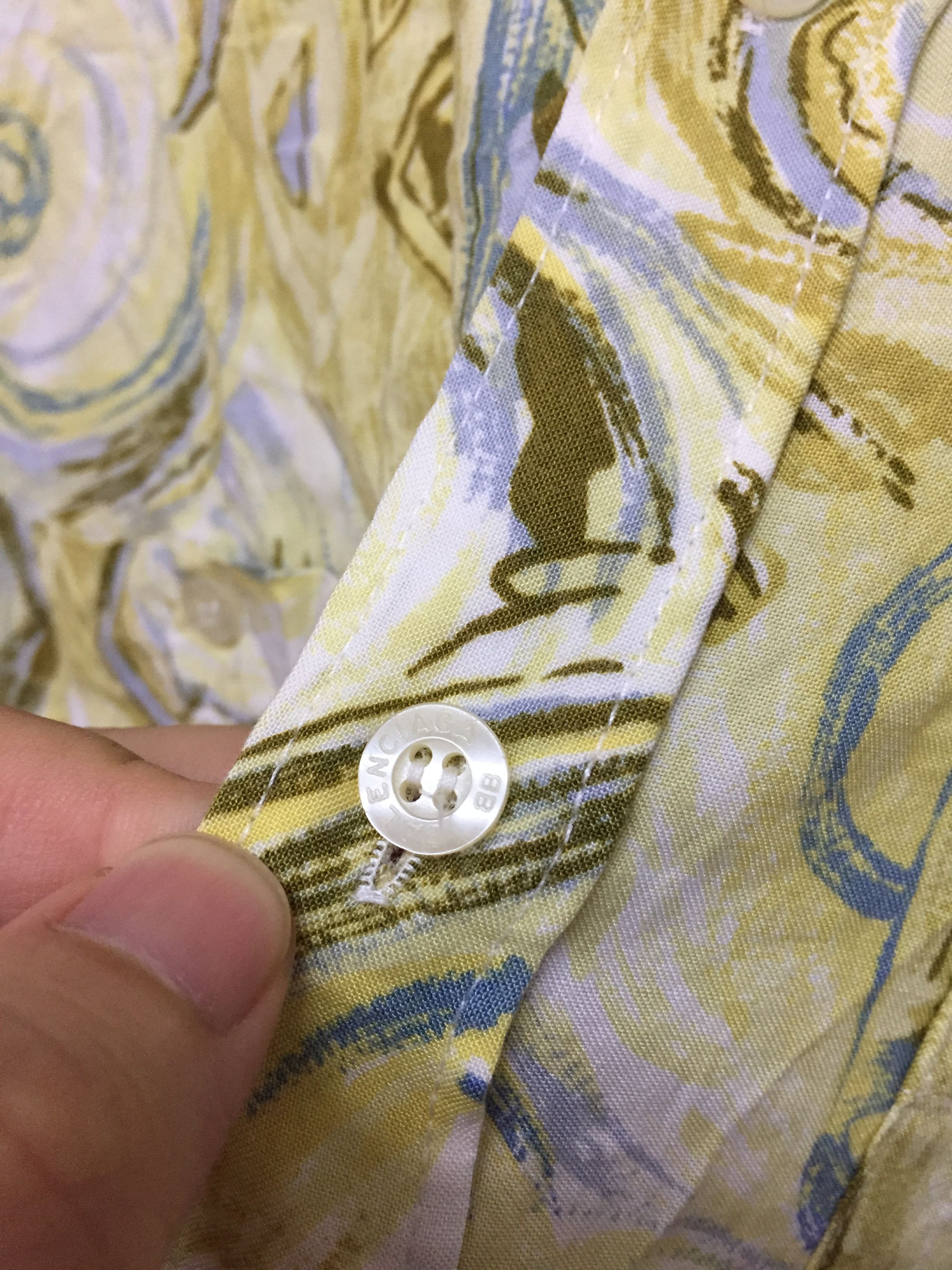 90's Balenciaga abstract yellow rayon shirt