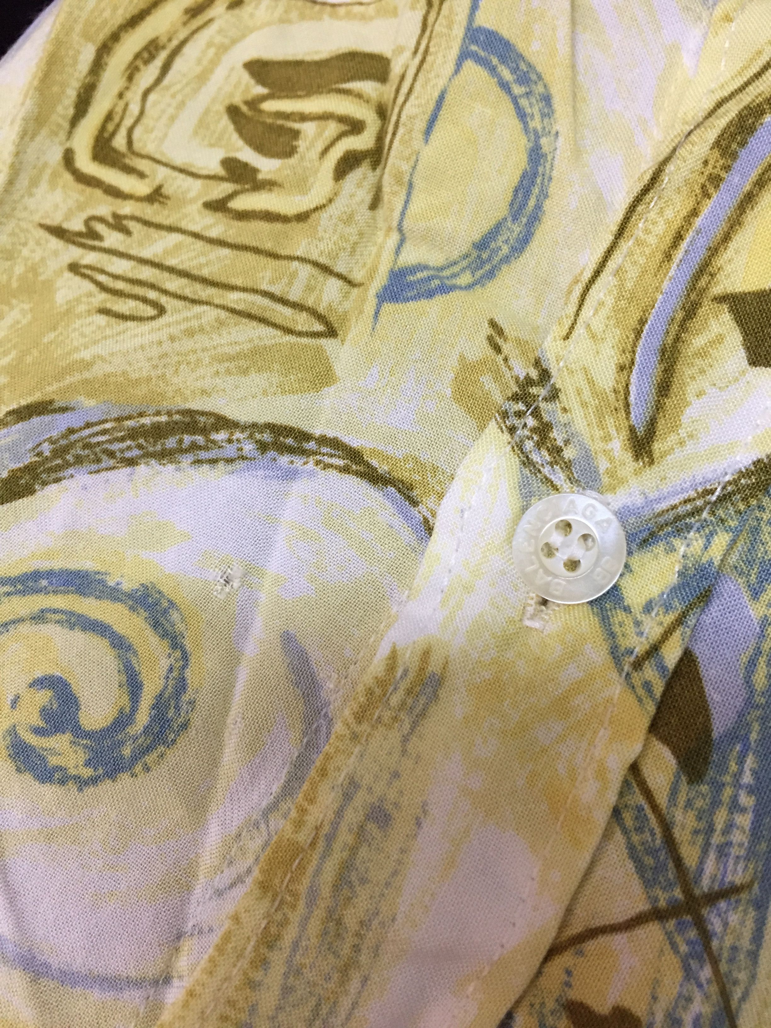 90's Balenciaga abstract yellow rayon shirt