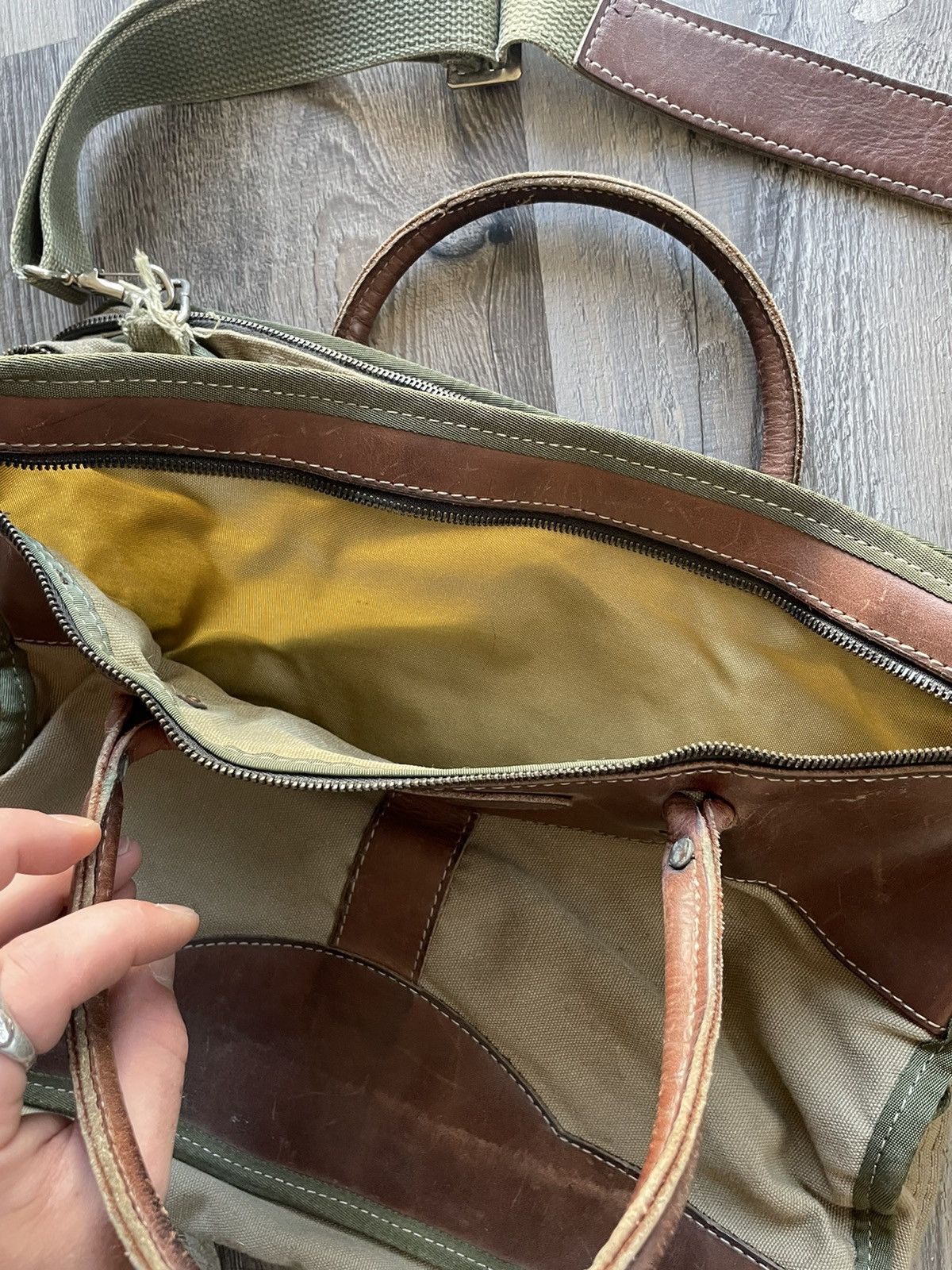 Sac Canne à Pêche Vintage Orvis Battenkill - Toile Et Cuir Vert/Marron 38 - Rare