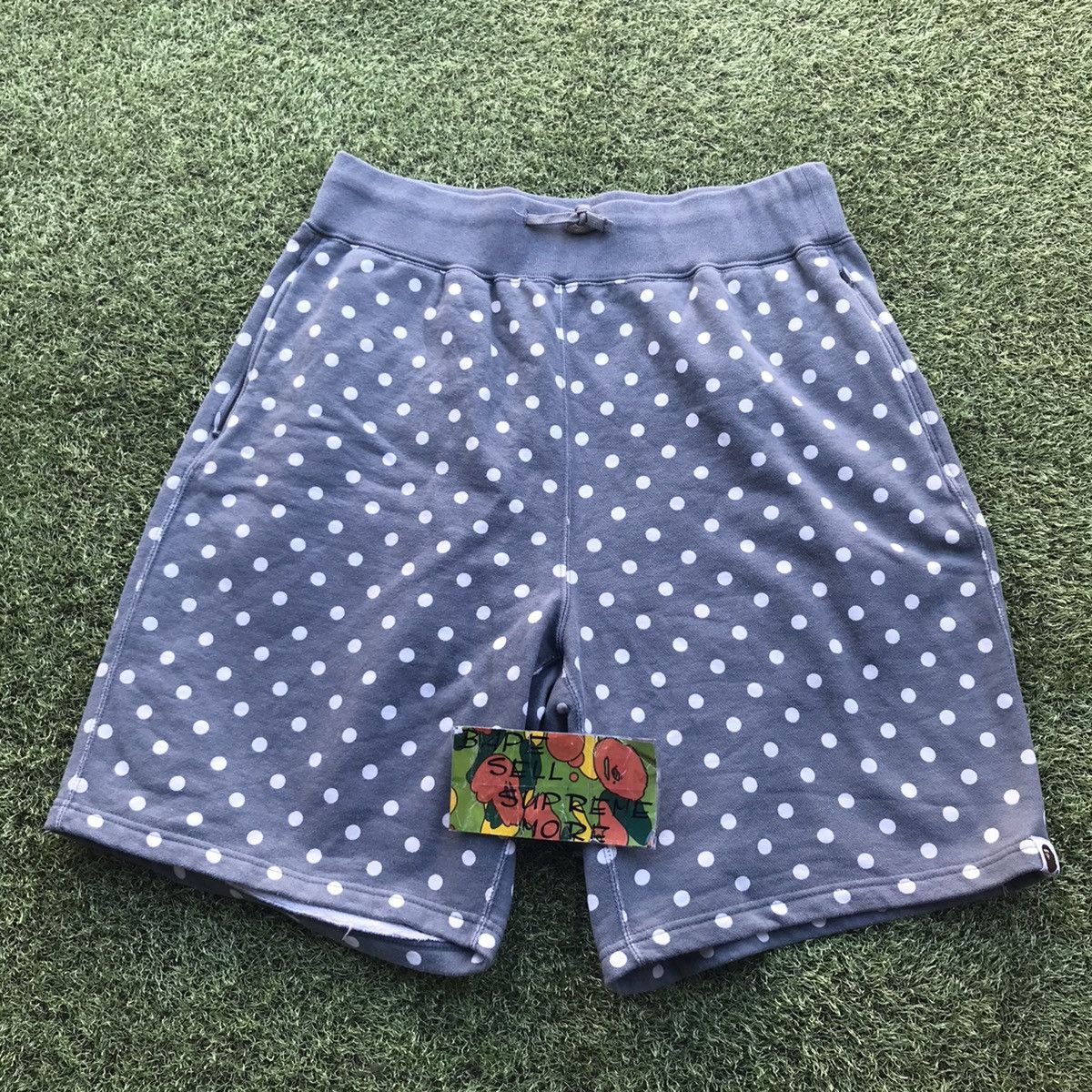 BAPE dot sweat short pants gray