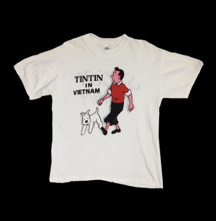90s TINTIN IN VIETNAM CARTOON COMICS MOVIE TSHIRT