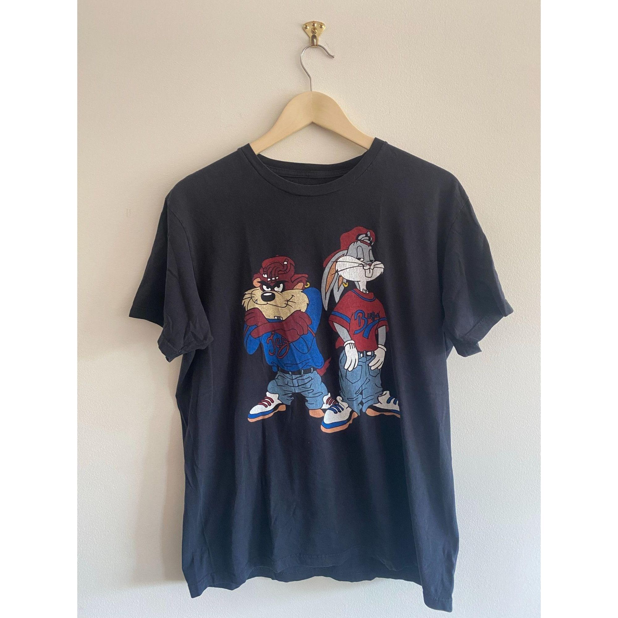 Men's Vintage Looney Tunes Bugs Bunny Taz Gangster Shirt L