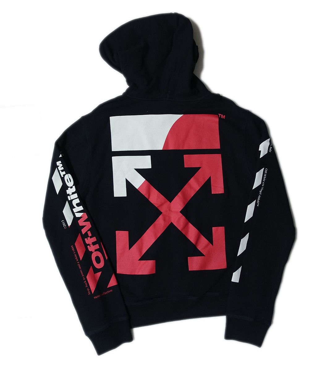 image of Off White Printed Logo Hoodie Black, Men's (Size Large)