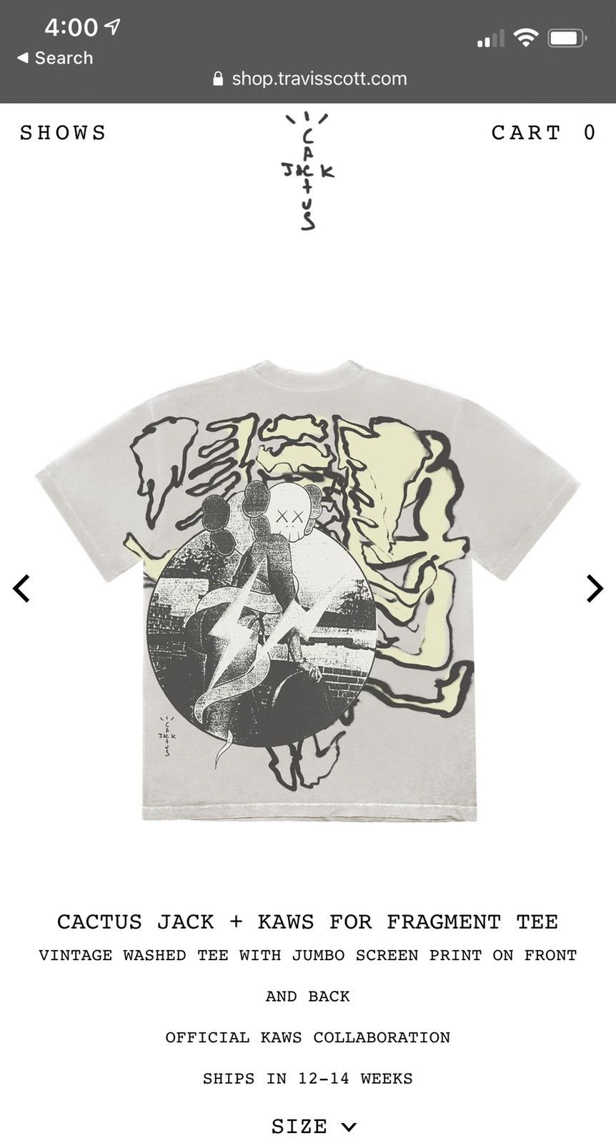Fragment Design × Kaws × Travis Scott Travis scott x Fragment x Kaws tee Size US L / EU 52-54 / 3 - 2 Thumbnail