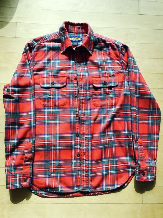 Polo Ralph Lauren Rugby Pyrex 23 Tartan Plaid Shirt Virgil Abloh RARE L