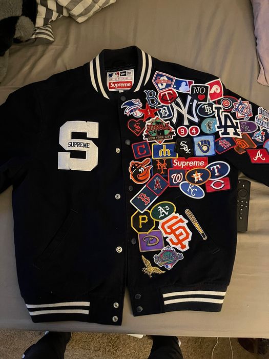 Supreme New Era MLB Varsity Jacket Navy