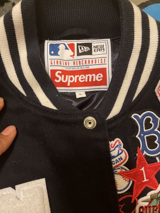 Supreme New Era MLB Varsity Jacket Navy