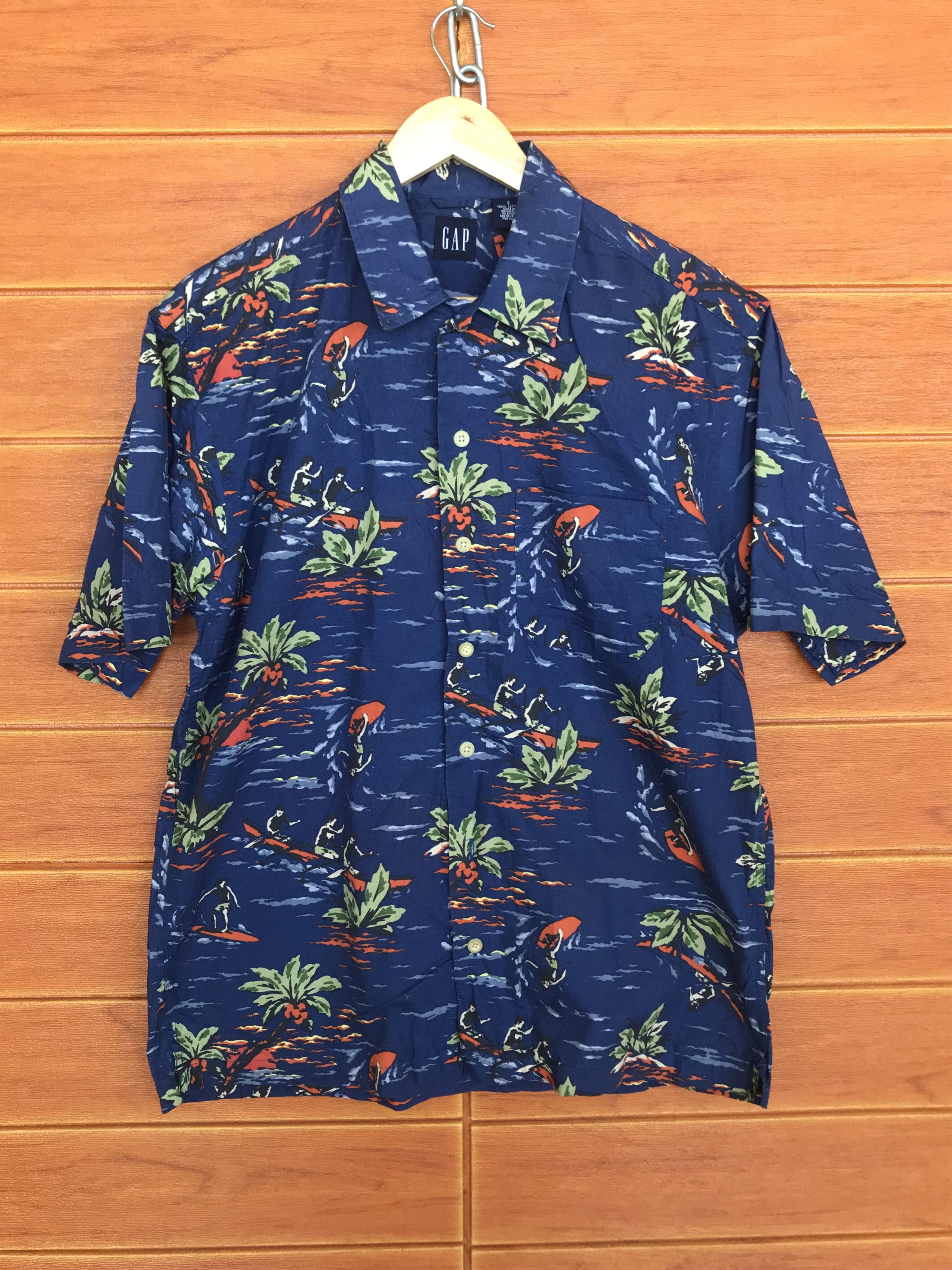 Gap Vintage Gap Scenic Water Sport Oversize Hawaiian Shirt Size US S / EU 44-46 / 1 - 1 Thumbnail