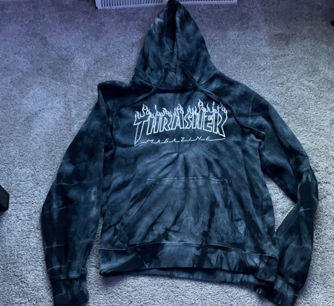 Thrasher blue cheap tie dye hoodie