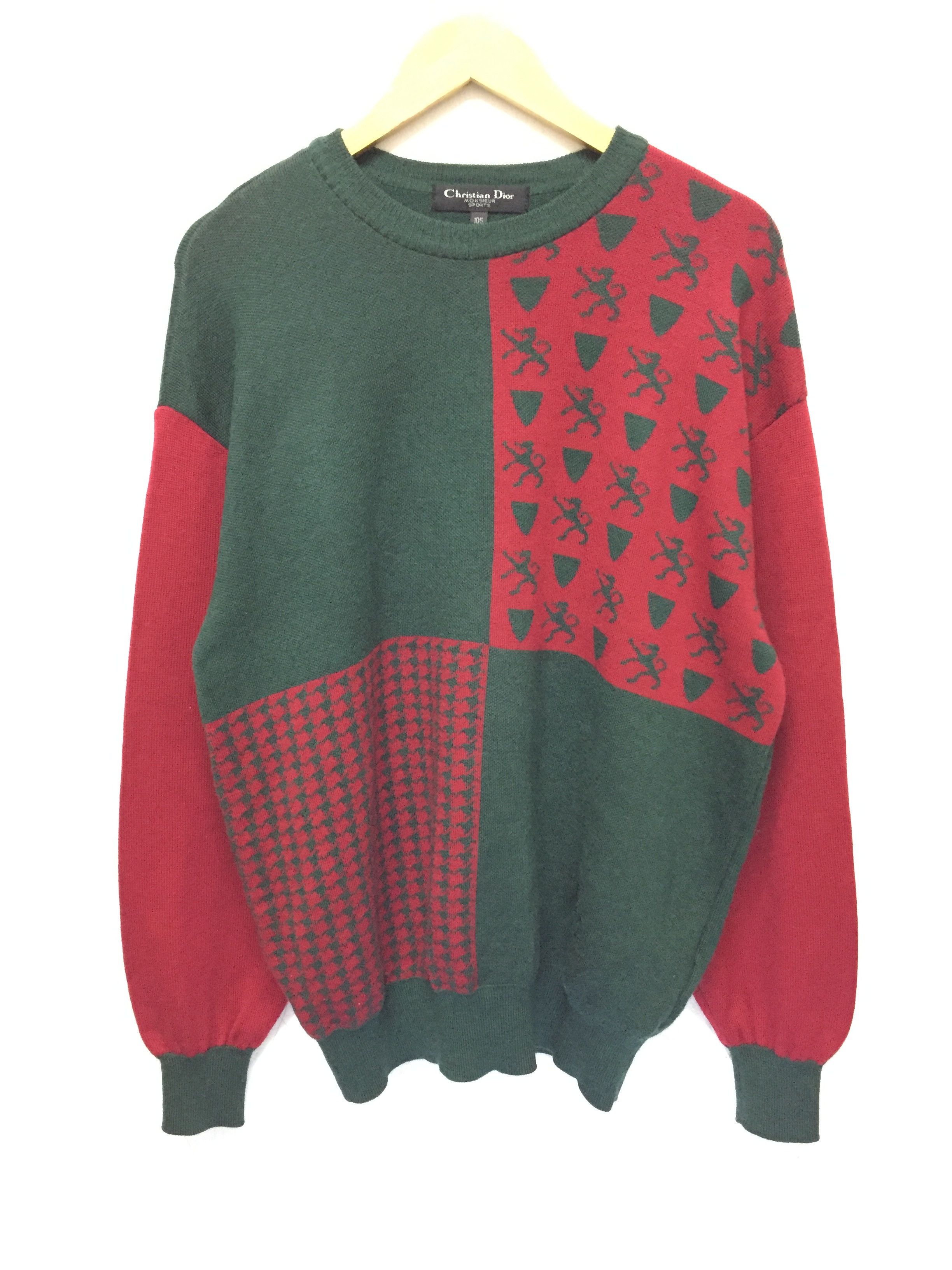 Christian Dior Monsieur 90's DIOR SPORT intarsia jacquard knit block color Size US L / EU 52-54 / 3 - 2 Thumbnail
