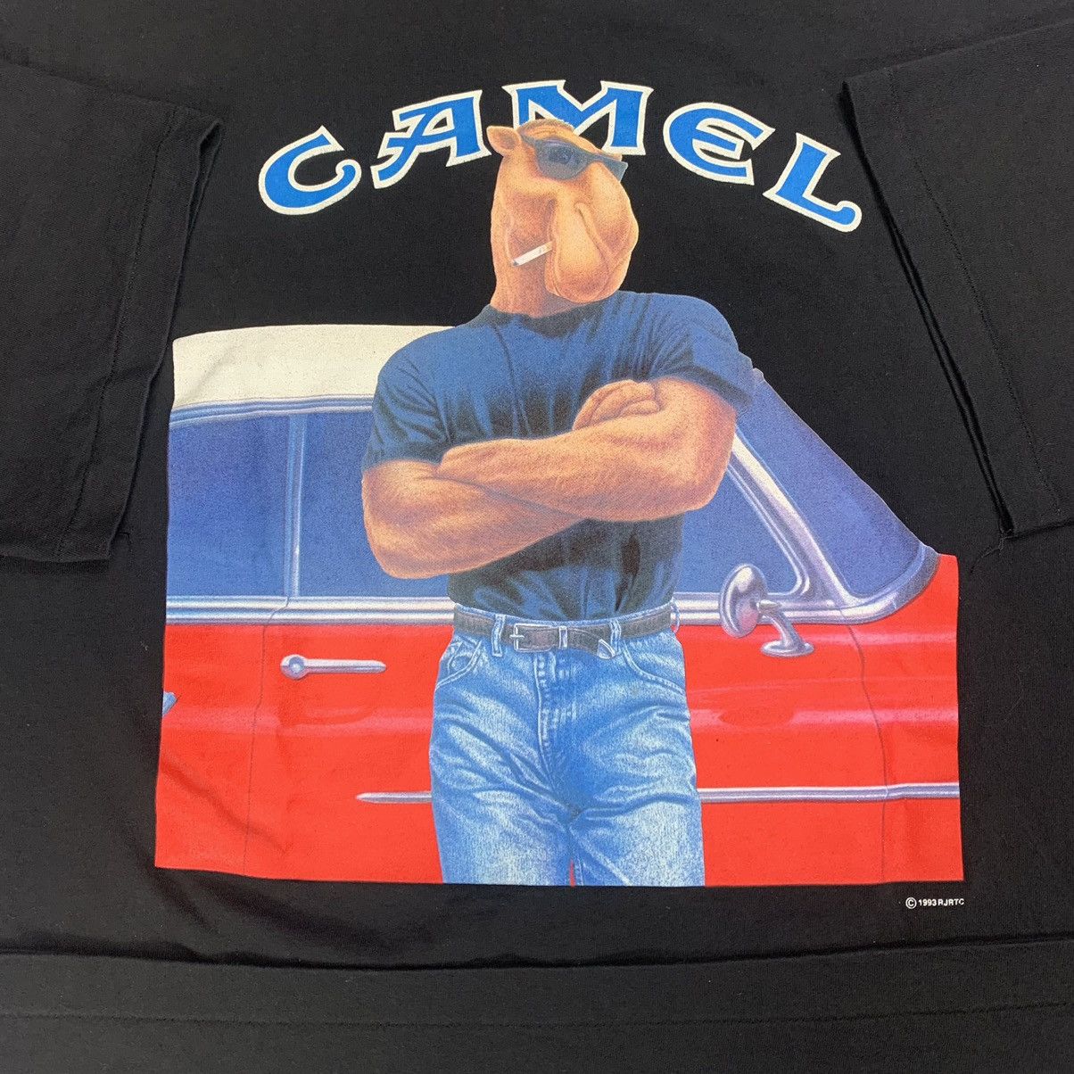 Vintage 1993 Smokin Joe Camels Garage Pocket Tee T Shirt