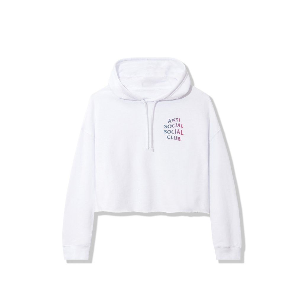 image of Anti Social Social Club Ds Assc Abg White Crop Top Hoodie Bape Kith Ftp Fog Cdg, Women's (Size Medi