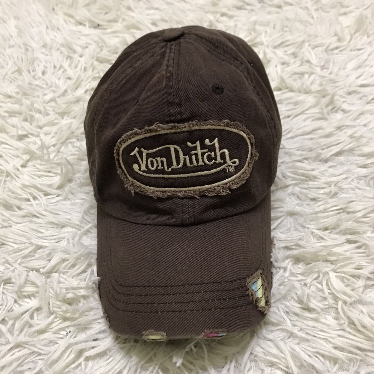Von Dutch Distressed Dad Cap Brown