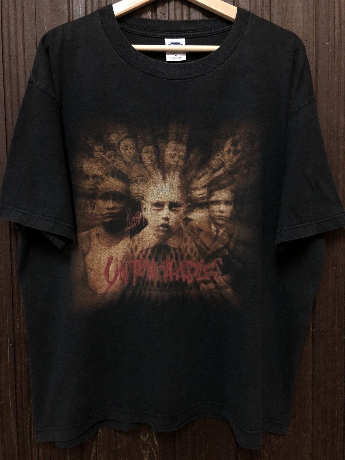 image of Band Tees x Tour Tee Vintage Metal Band Korn Untouchables Tour 2002 Tee Shirt in Black (Size XL)