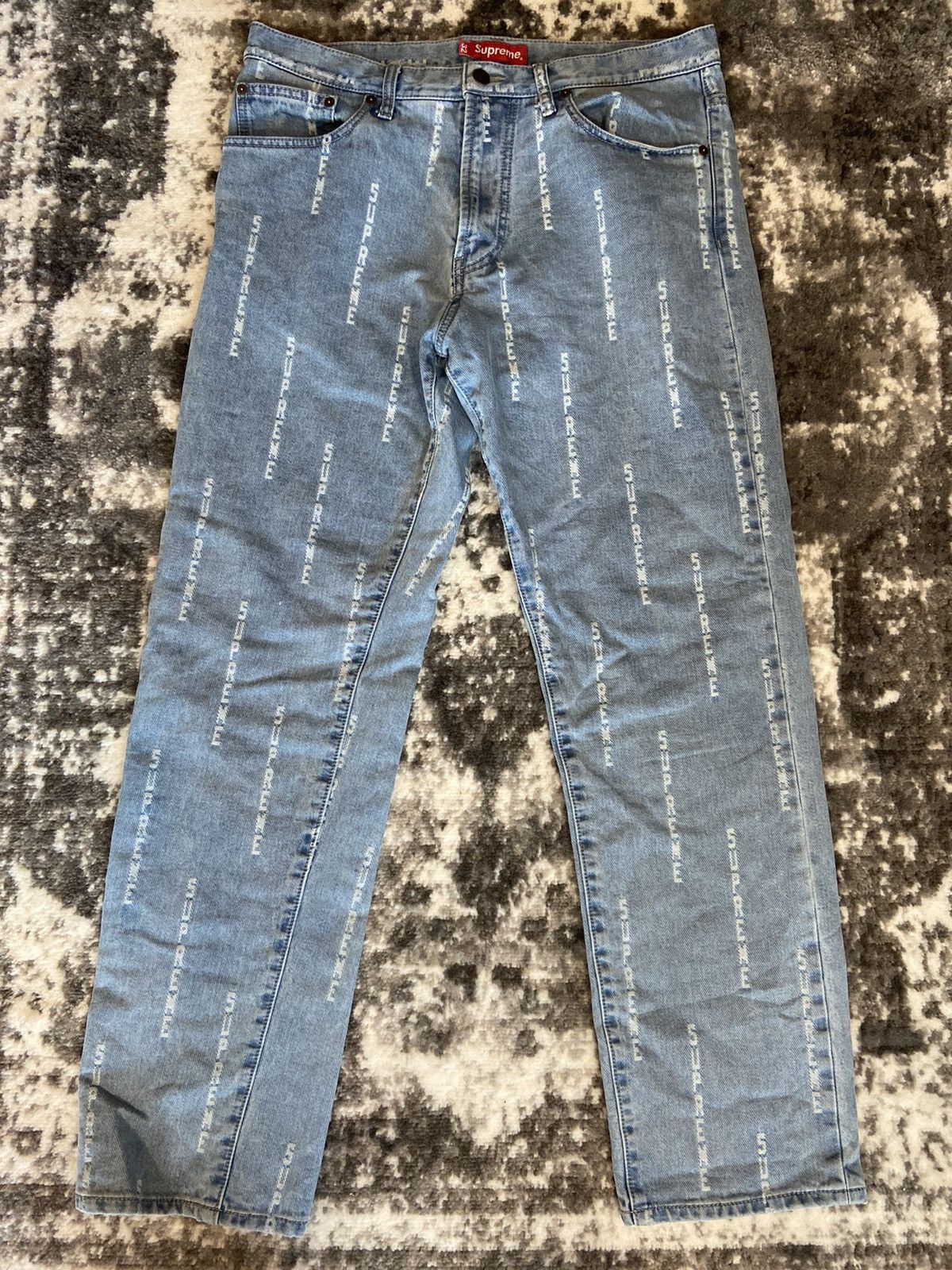 Supreme Supreme Logo Stripe Jacquard Regular Jean sz32 | Grailed