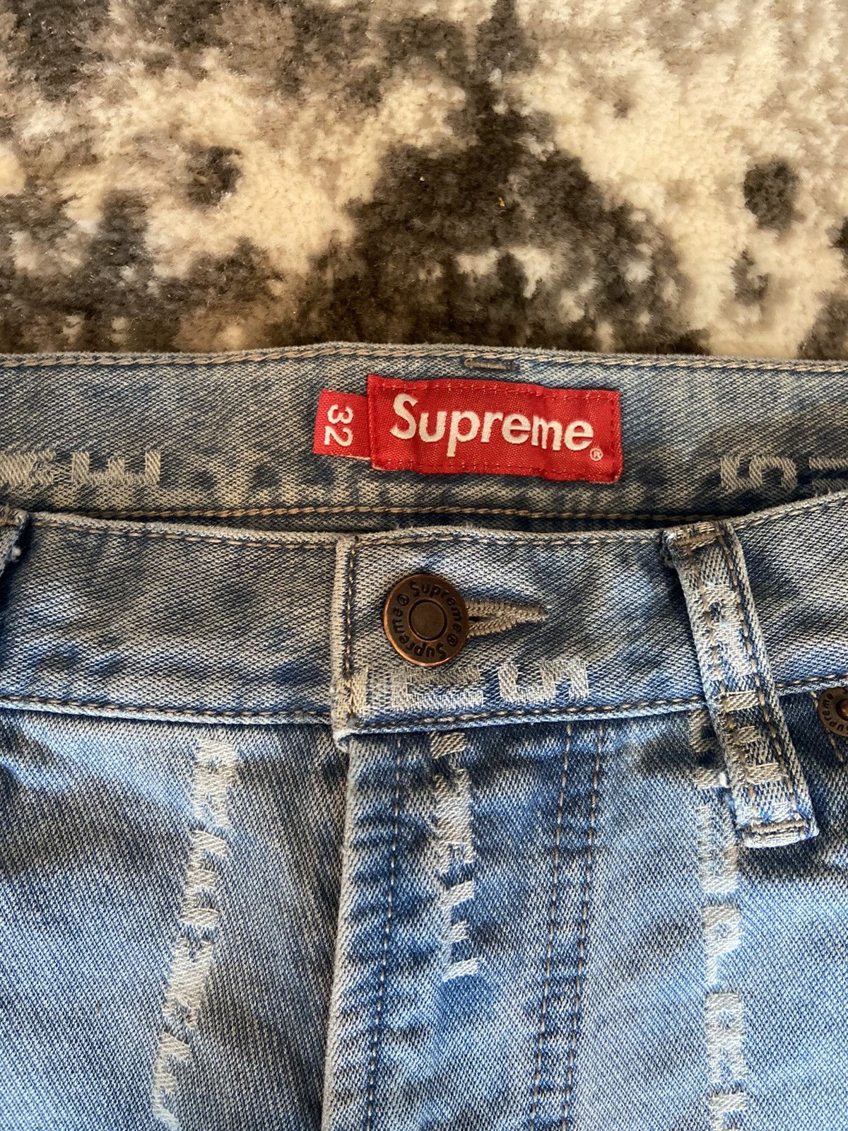 Supreme Supreme Logo Stripe Jacquard Regular Jean sz32 | Grailed