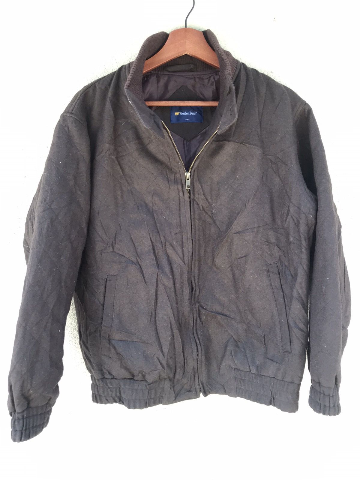 Golden bear quilted harrington style wool bomber jacket