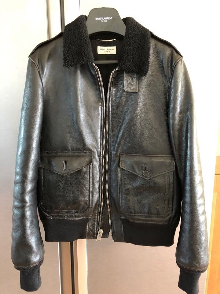 Saint Laurent Paris 13fw shearling leather flight jacket | Grailed