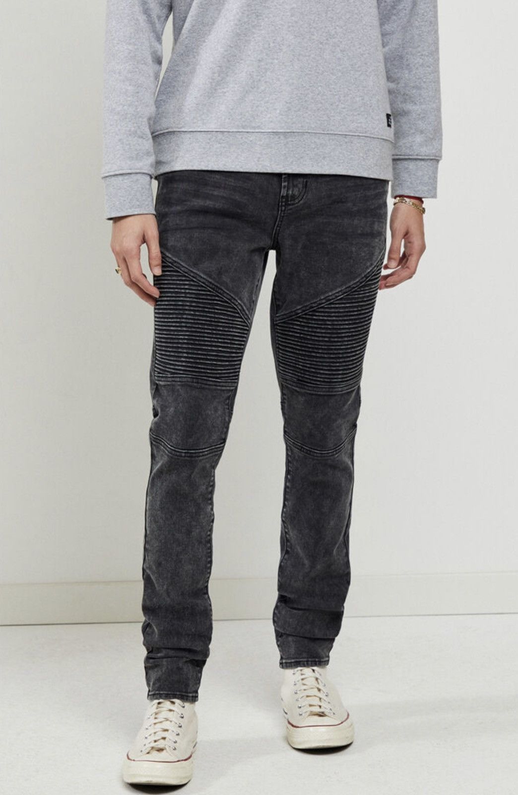 Sold Out Pacsun Los Angeles Stacked Skinny Moto Biker Jeans