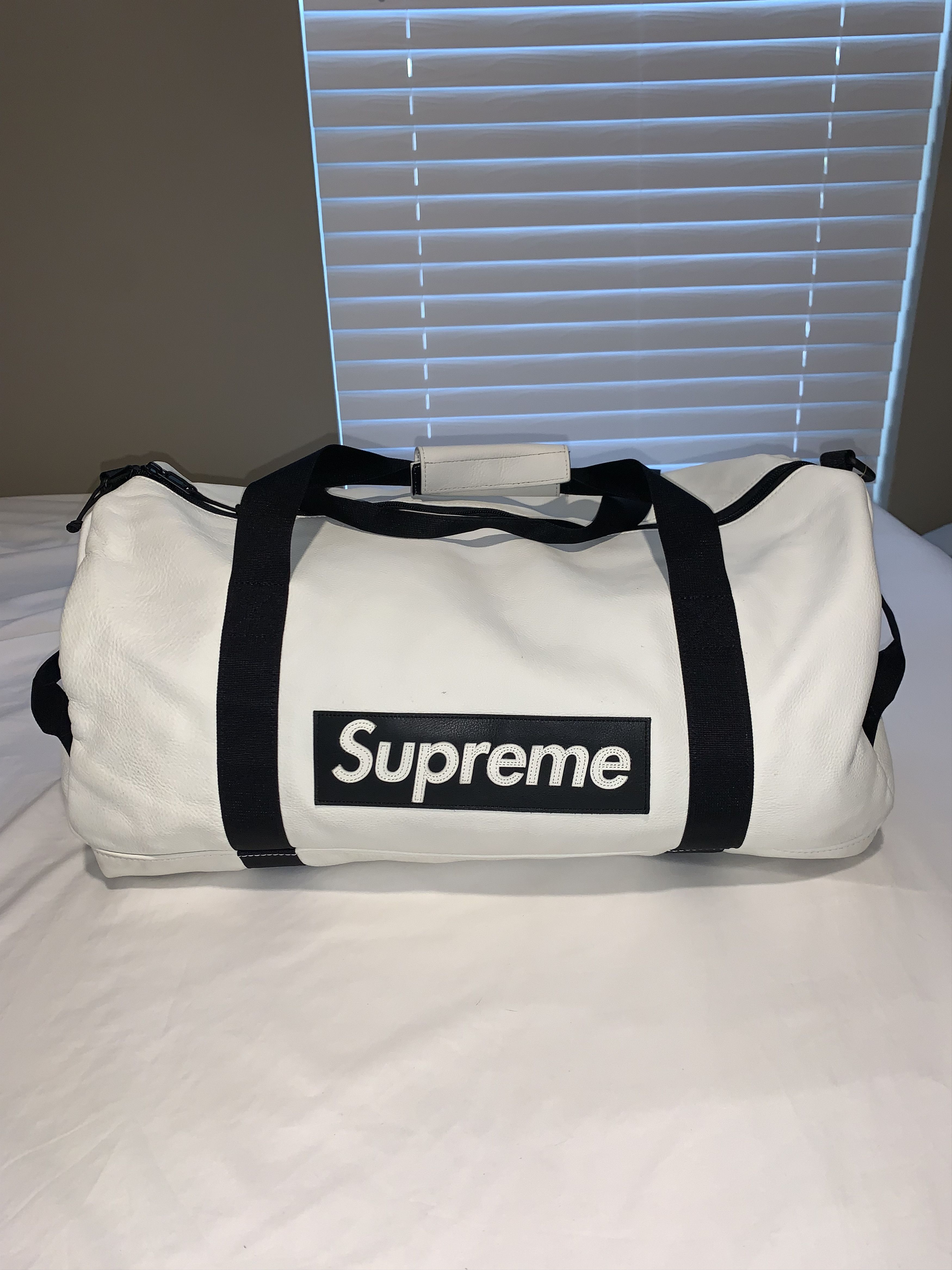 Supreme Nike Leather Duffle Bag White