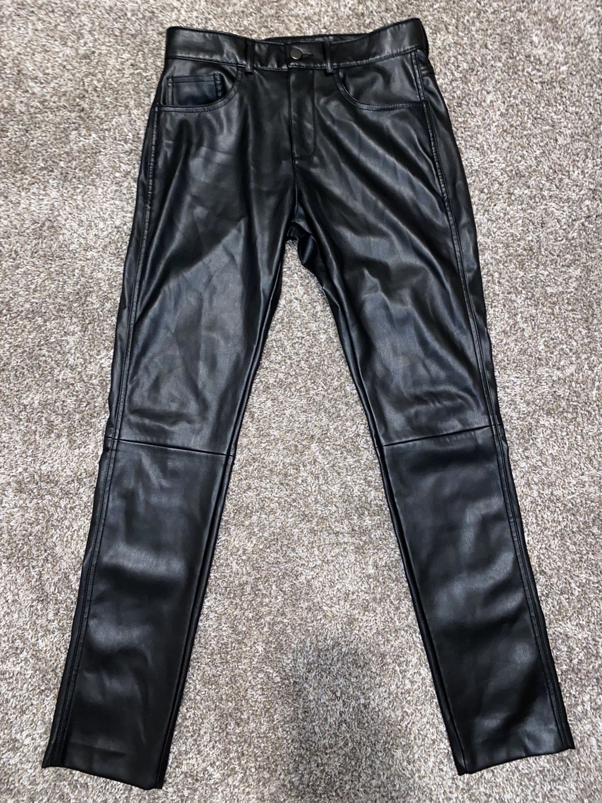 Zara Black Leather Biker Pants | Grailed