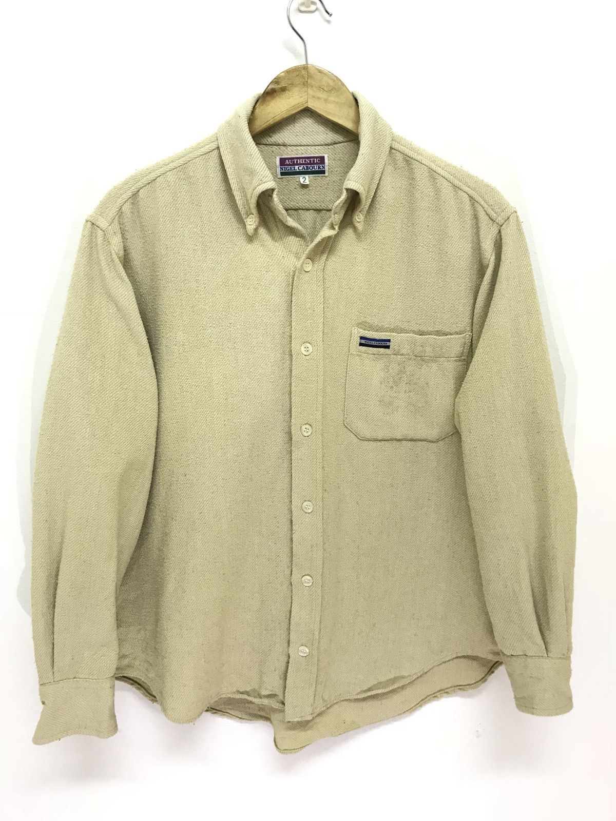 Japanese Brand Nigel Cabourn Flannel Woven Cotton Cream Button Shirt 6🟩9 Size US L / EU 52-54 / 3 - 2 Thumbnail