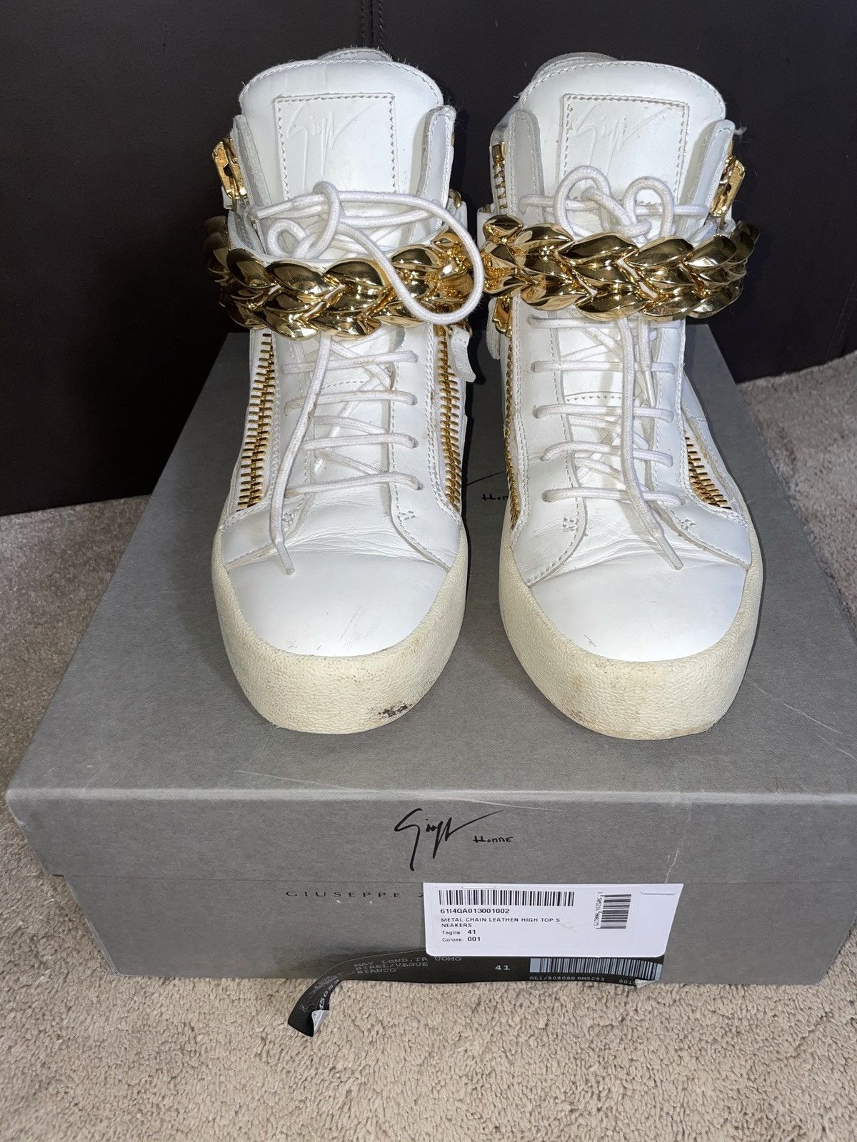 Giuseppe Zanotti Metallic Quilted leather High Top Sneaker