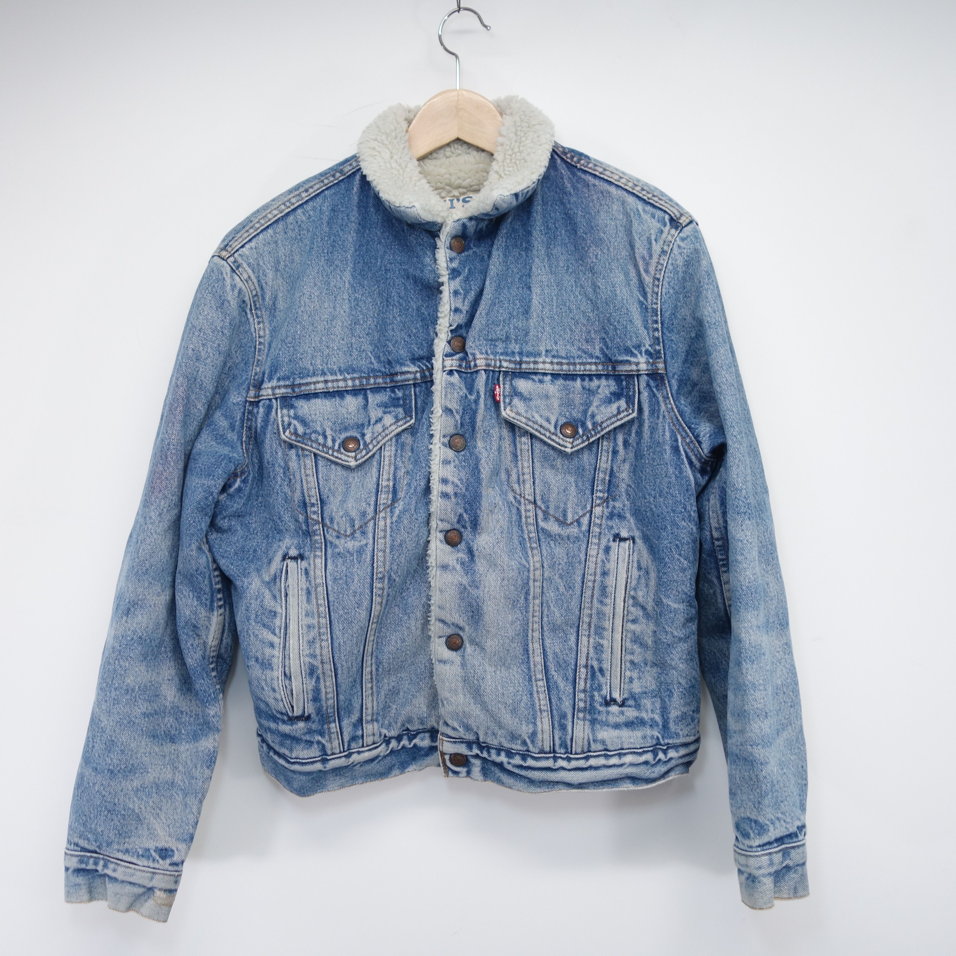 Stonewash Sherpa Skate Button Trucker Denim Jean Jacket XS