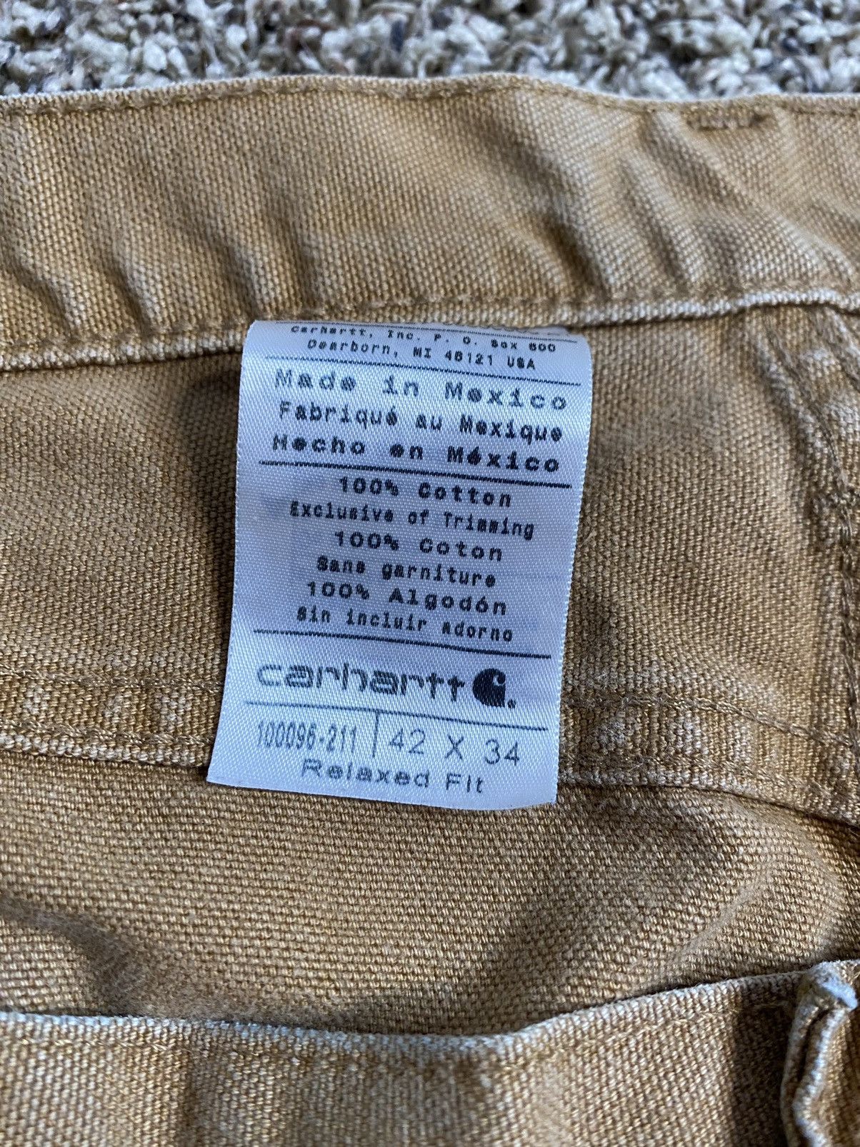Carhartt × Vintage VTG Carhartt Relaxed Fit Khaki Work Jeans 42x34 Straight Leg Size US 42 / EU 58 - 6 Thumbnail