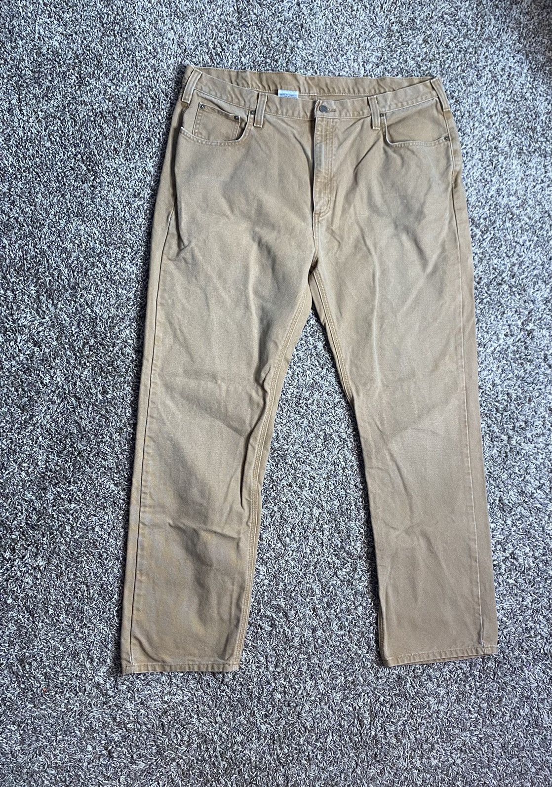 Carhartt × Vintage VTG Carhartt Relaxed Fit Khaki Work Jeans 42x34 Straight Leg Size US 42 / EU 58 - 4 Thumbnail