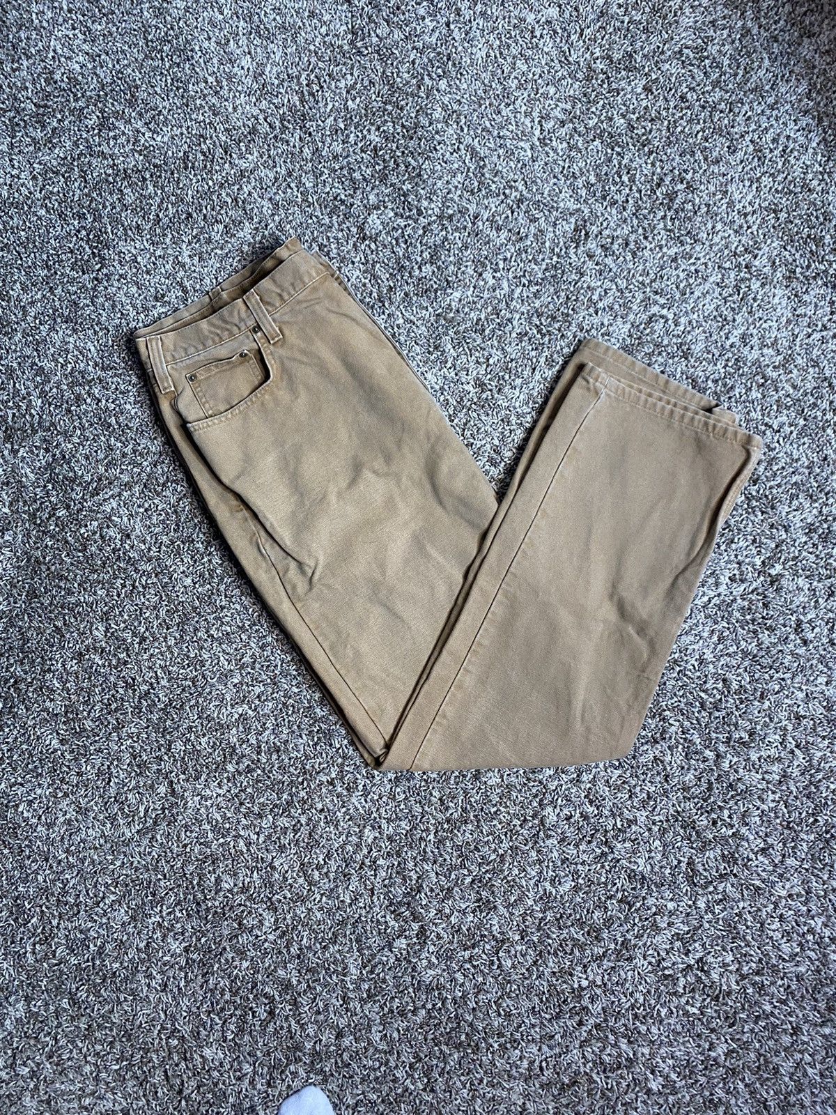 Carhartt × Vintage VTG Carhartt Relaxed Fit Khaki Work Jeans 42x34 Straight Leg Size US 42 / EU 58 - 3 Thumbnail