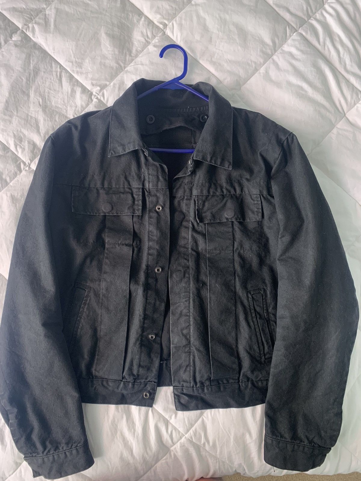 Rick Owens Rick Owens waxed denim sherpa jacket Grailed