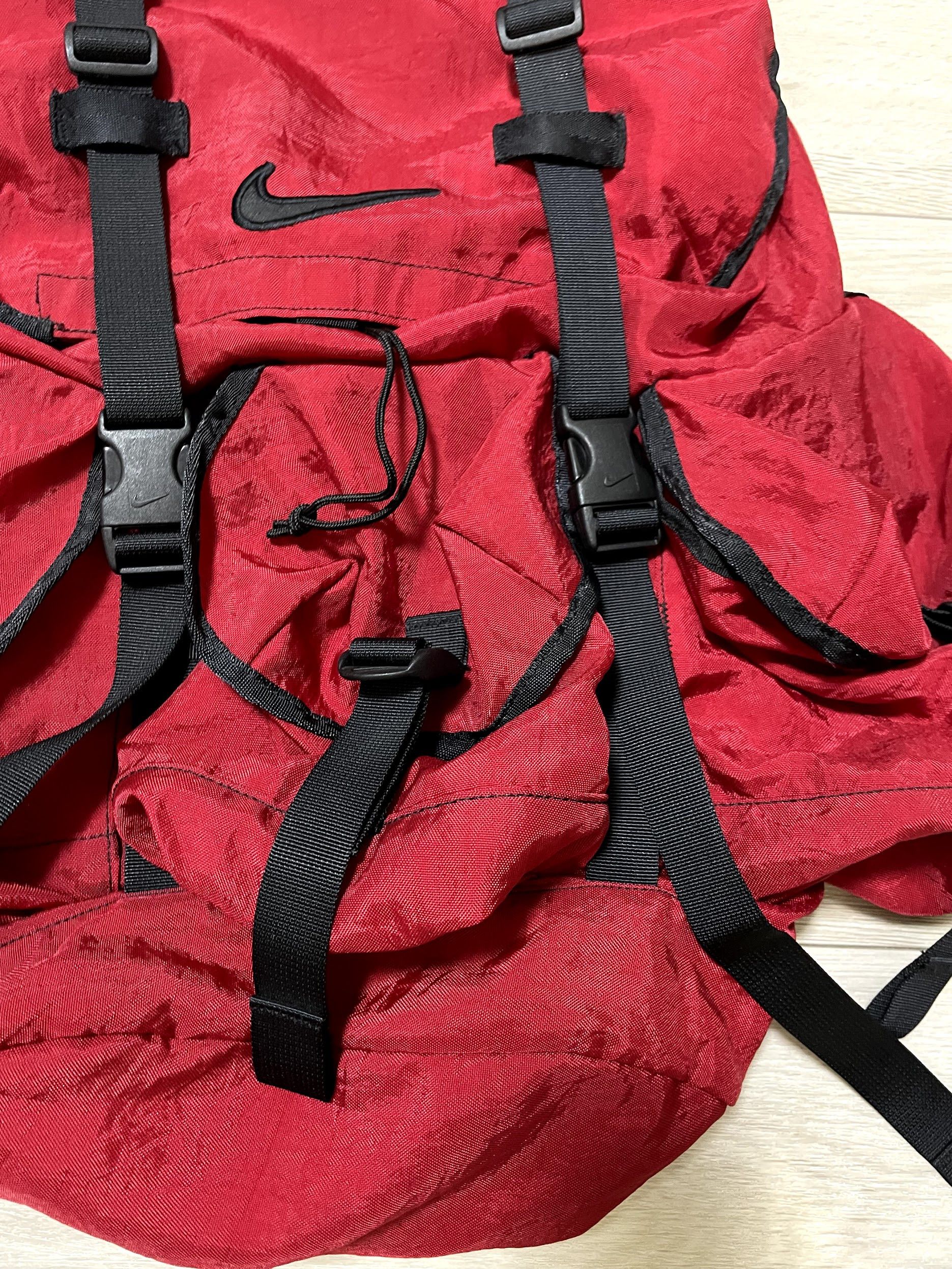 Nike 1990s Vintage Nike Red Nylon Parachute Backpack Size ONE SIZE - 4 Thumbnail