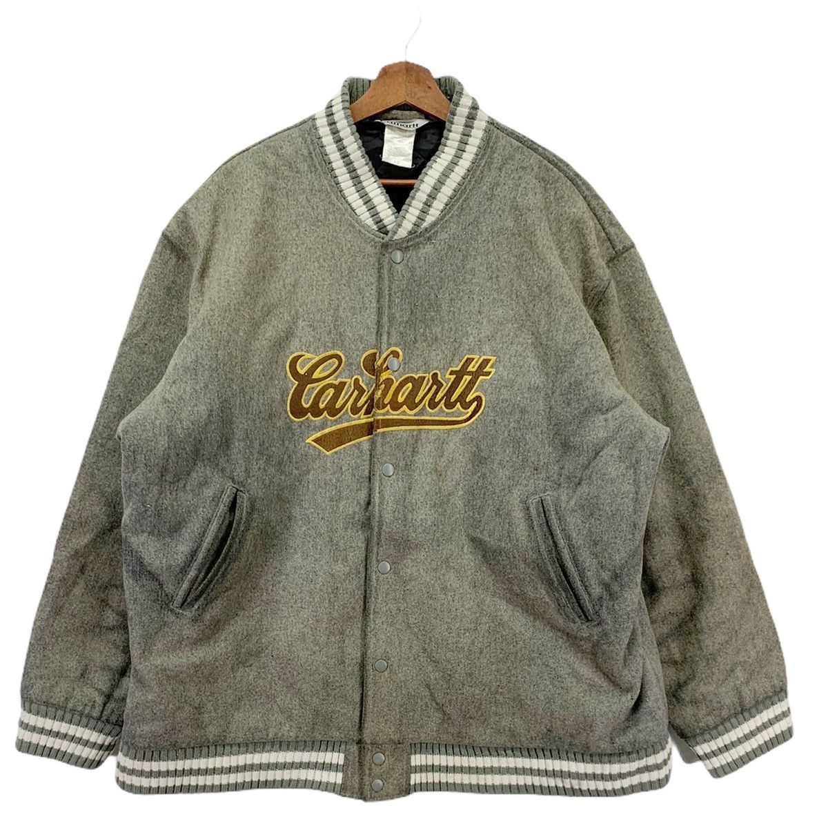 Carhartt × Carhartt Wip Vintage Carhartt Varsity Sweater Oversize Wool Size US XXL / EU 58 / 5 - 1 Thumbnail